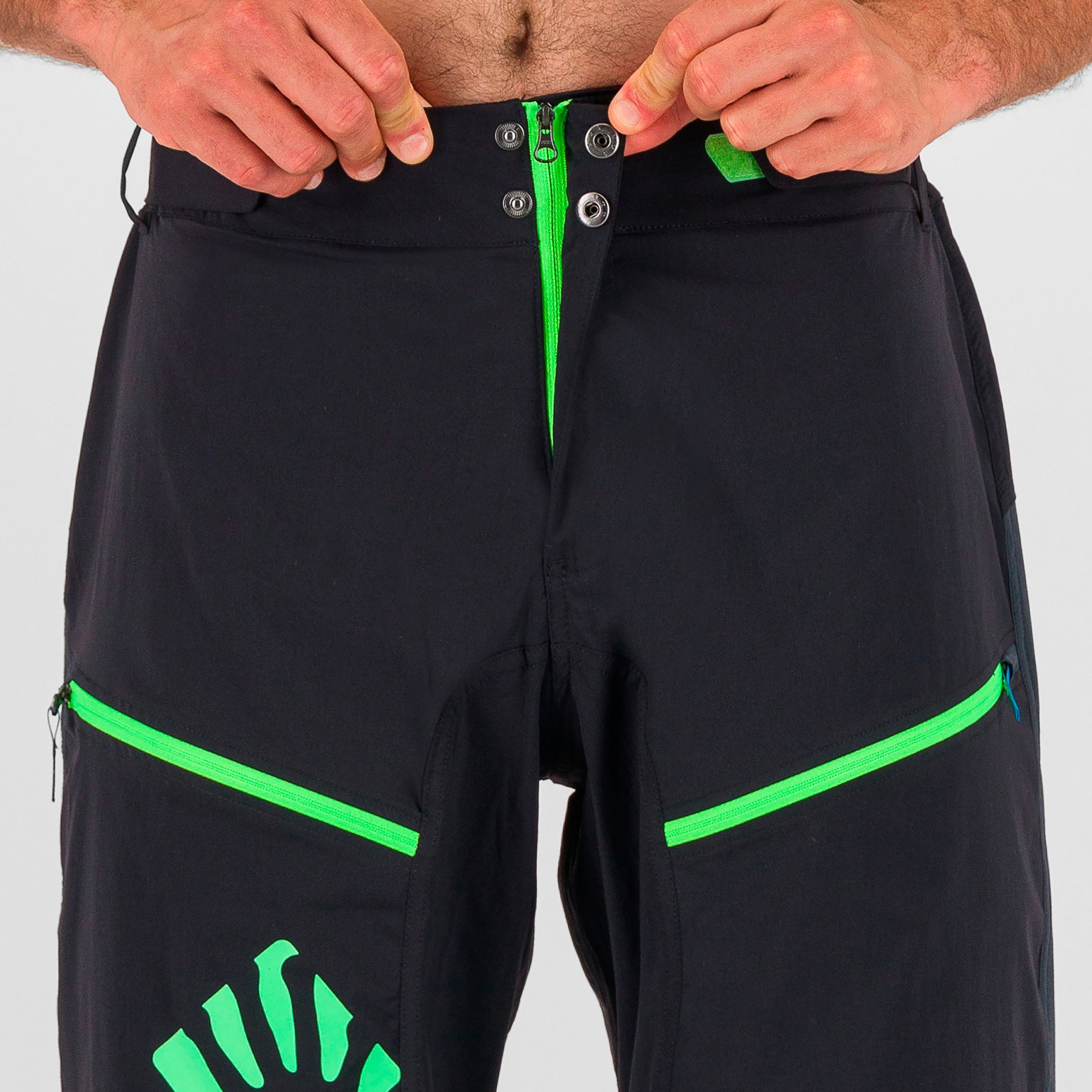 Rapid  baggy short - black/dark grey/green fluo - karpos
