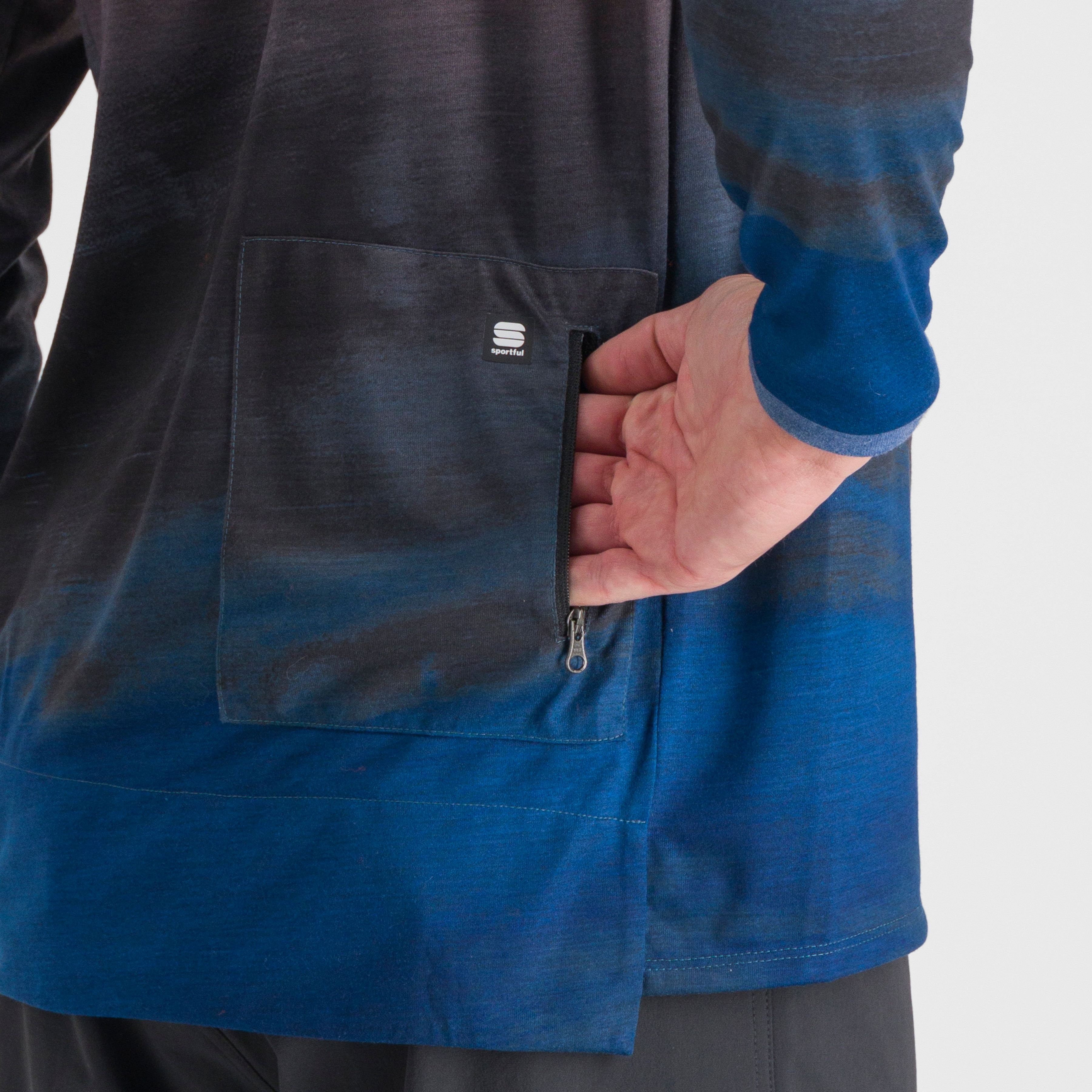 Flow giara tee long sleeve - berry blue/cayenna red - sportful