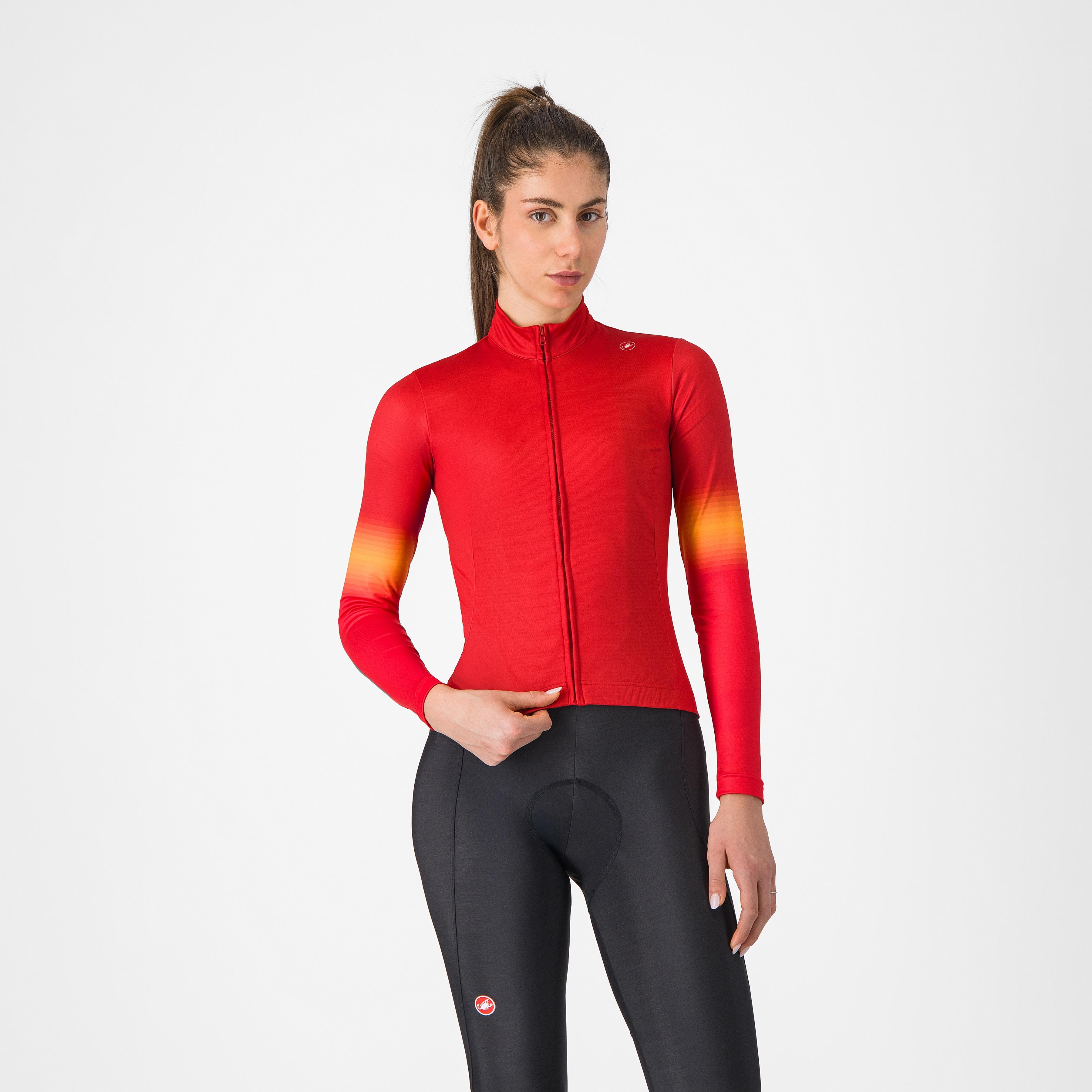 Corso thermal jersey - rich red/hibiscus-vivid orange - castelli