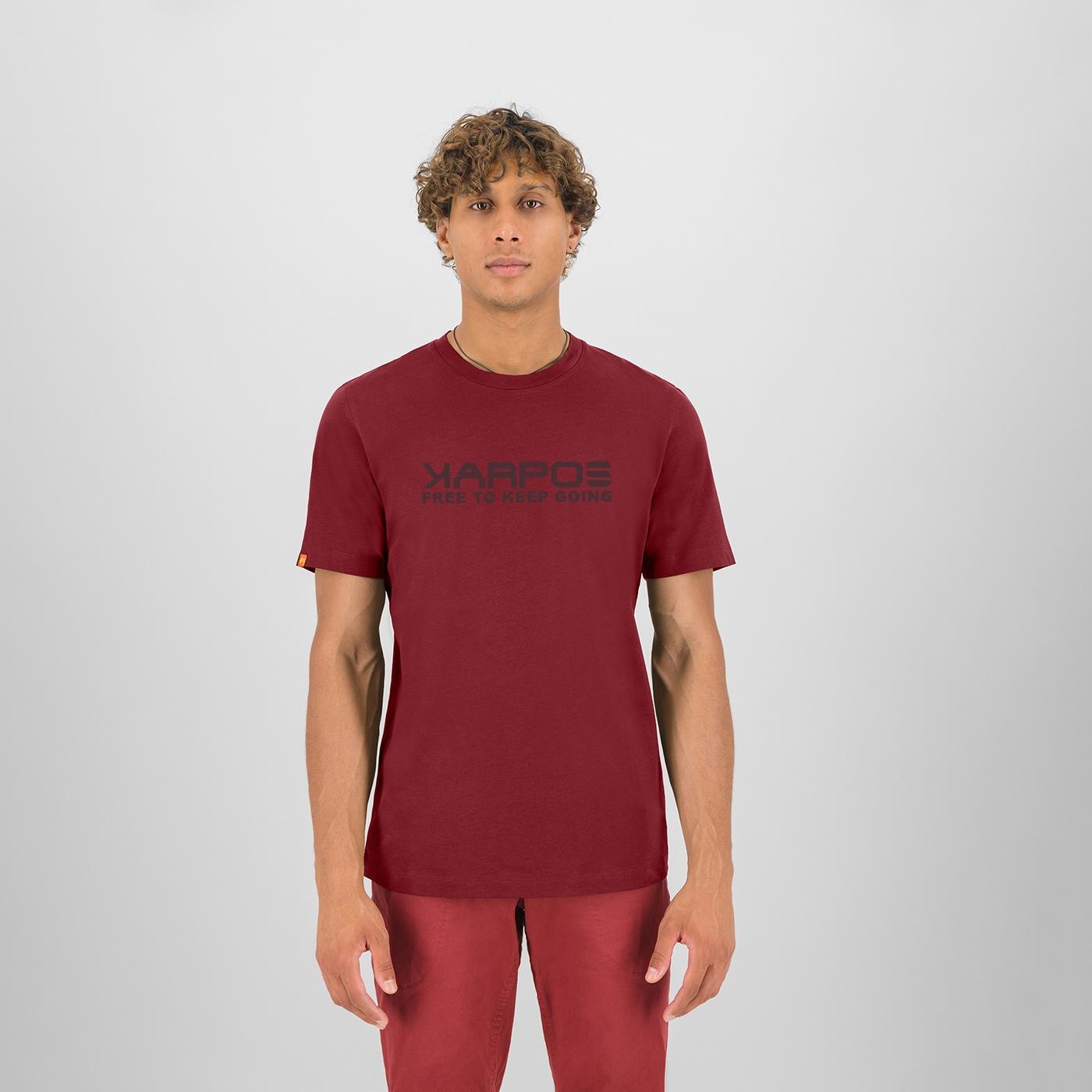 Loma cotton t-shirt - pomegranate/writing print - karpos