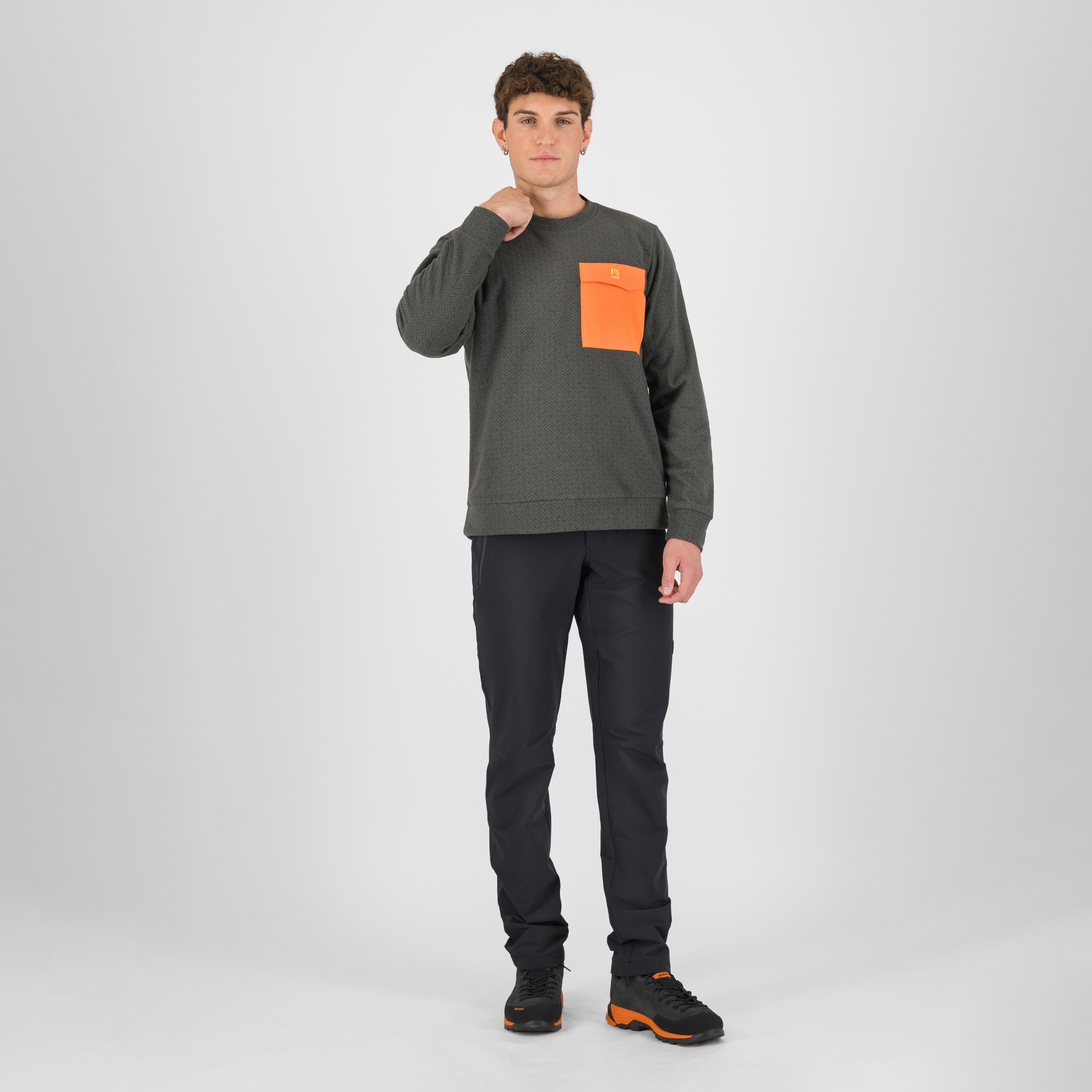 Mesdi' crewneck fleece - woodl.gray/vibr.orange - karpos