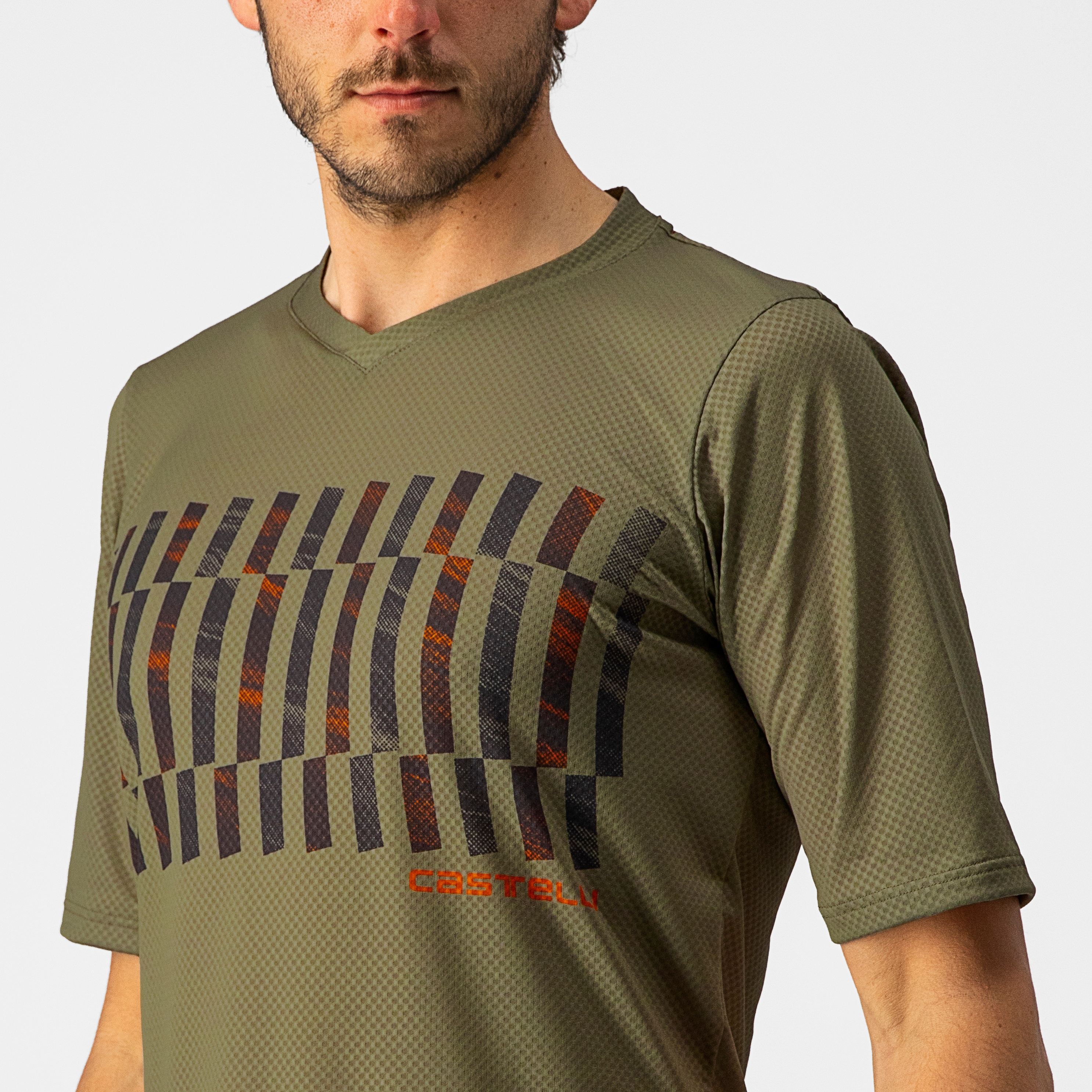 Trail tech tee - olive green/dark gray-orange r - castelli