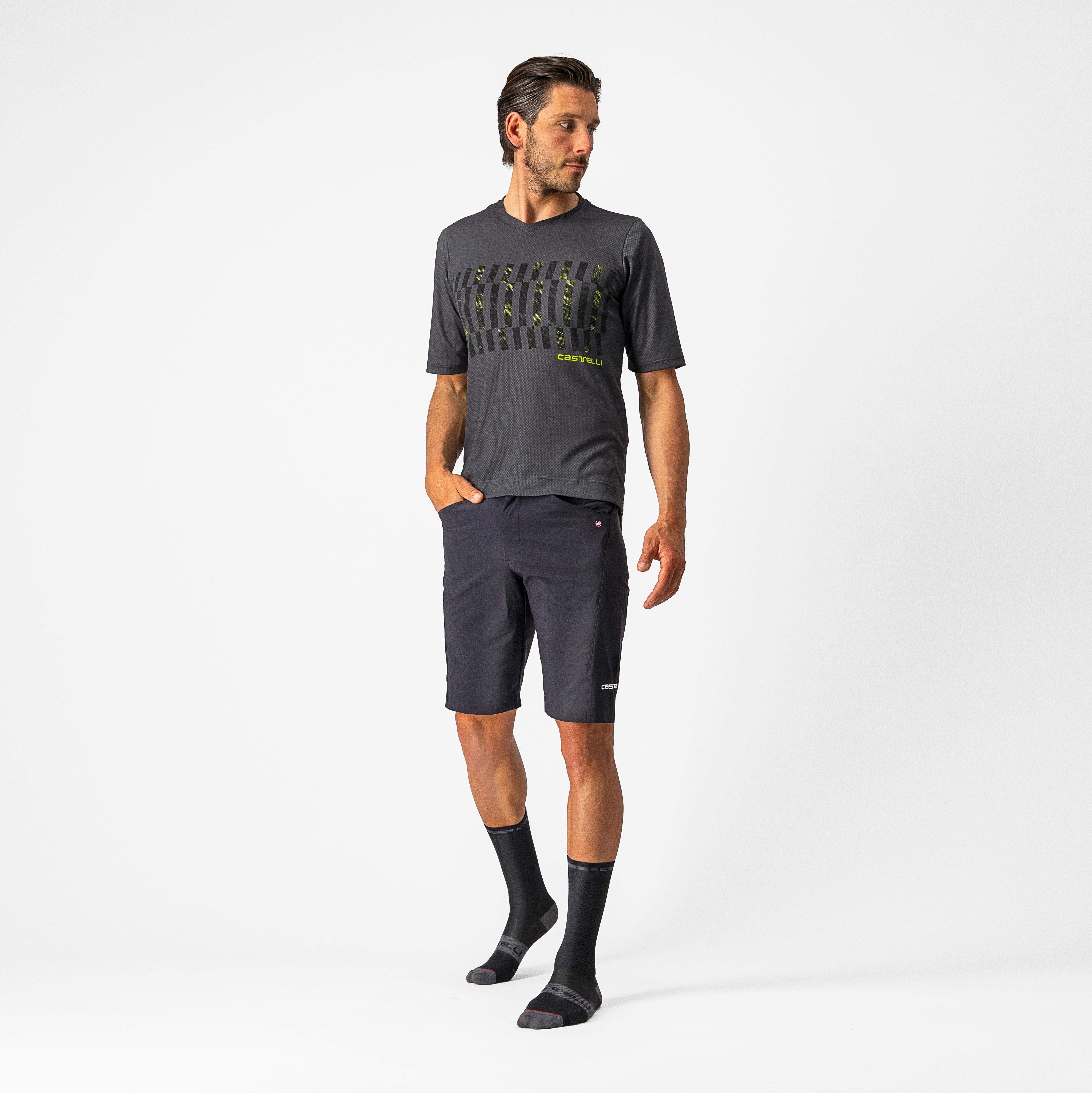 Trail tech tee - dark gray/black-electric lime - castelli