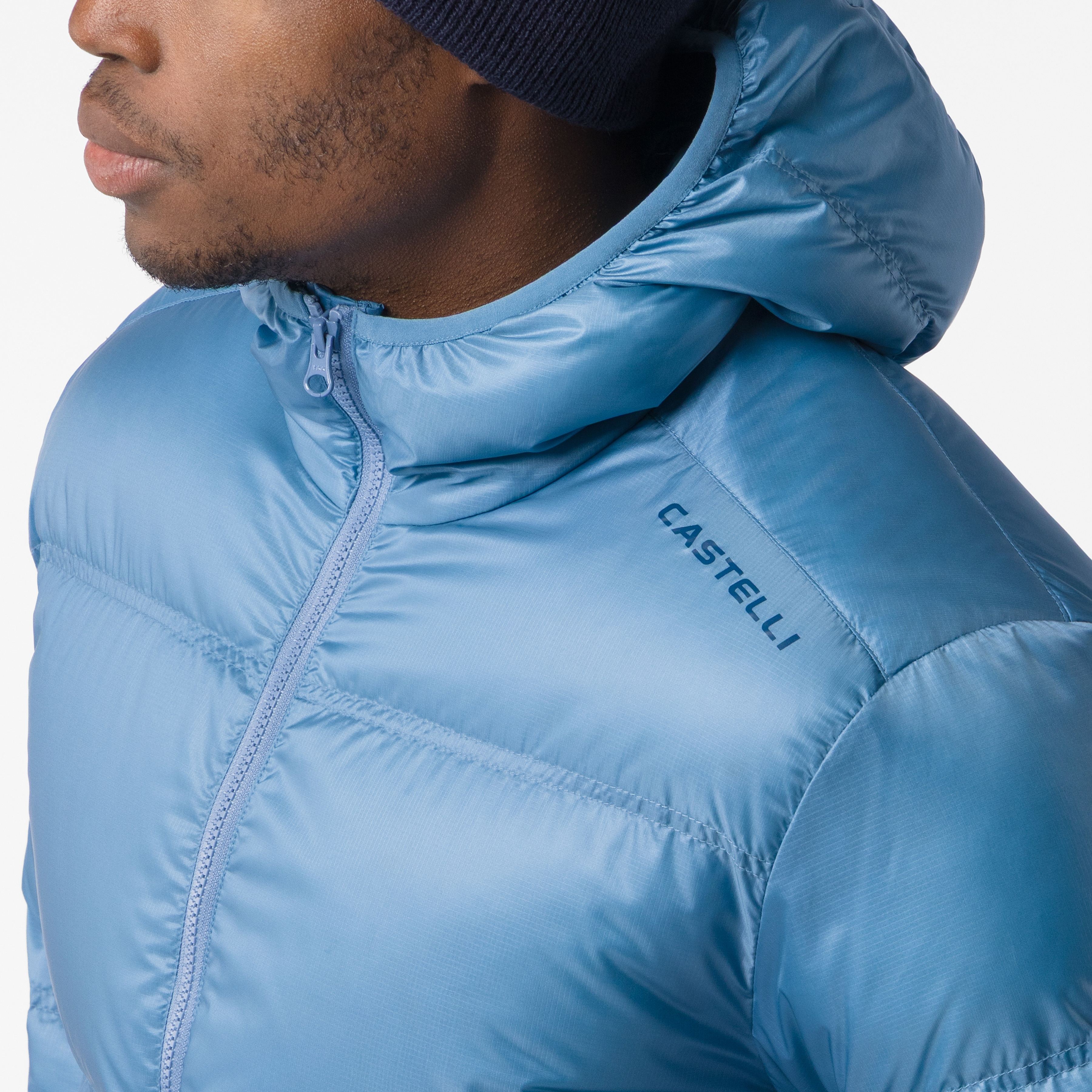 Down puffer jacket - metallic blue - castelli