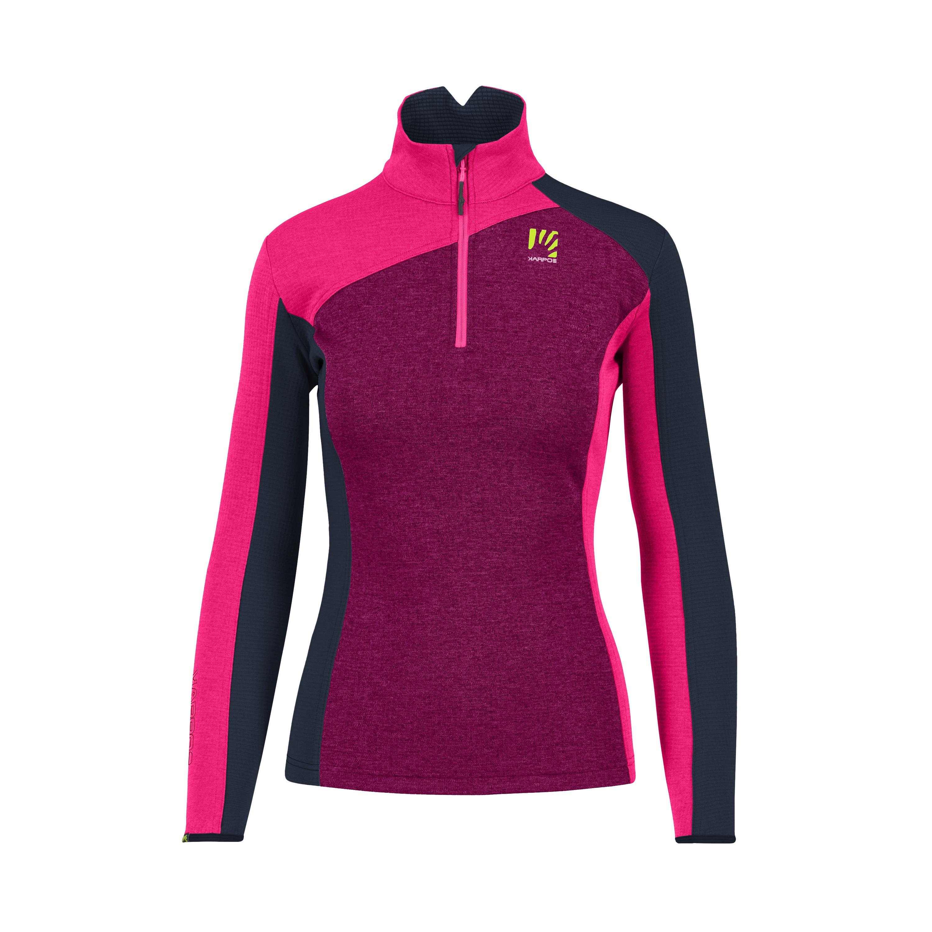 Federa half-zip w fleece - boysenberry/pink/vulcan - karpos