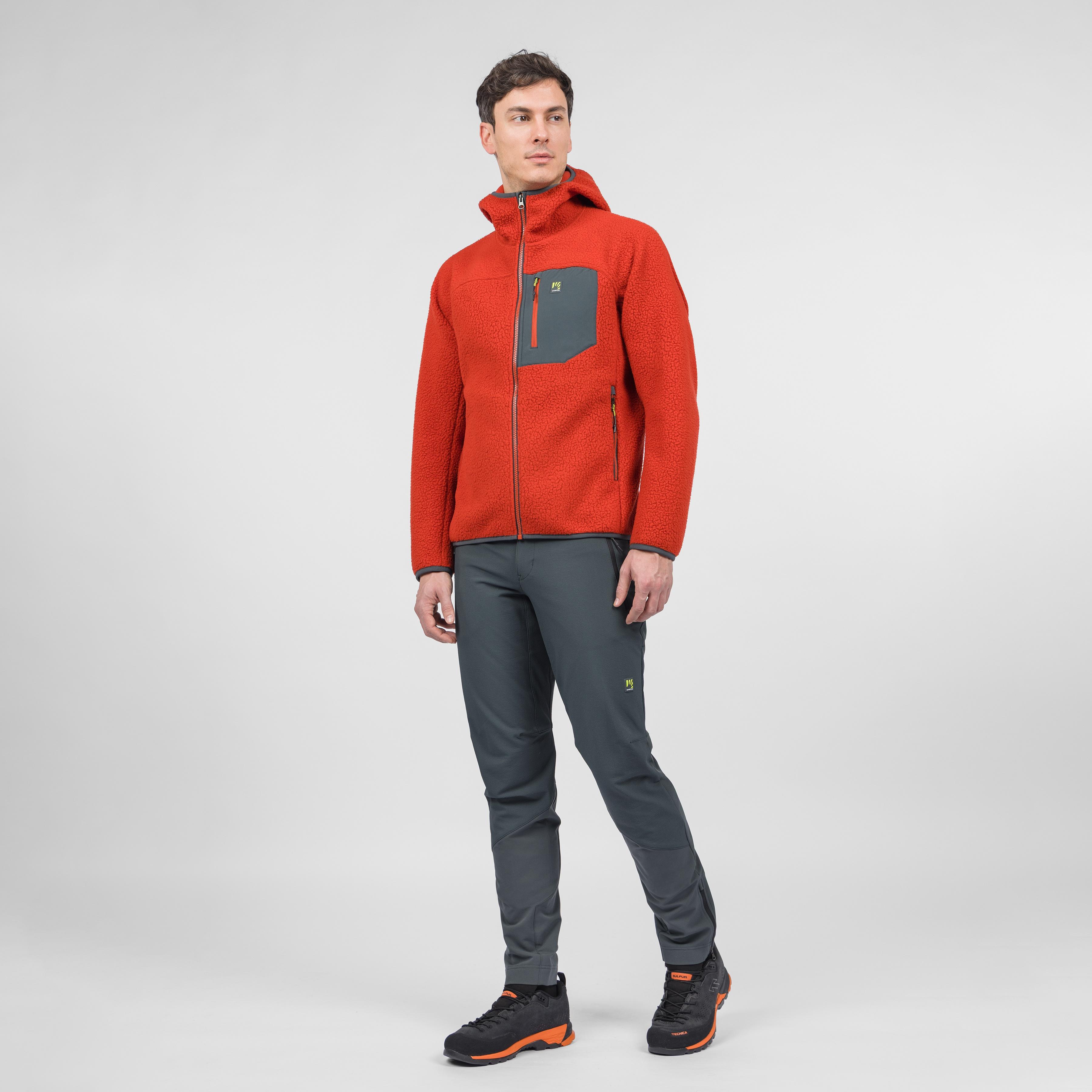 Moiazza retrò hoodie fleece - fire/woodl.gray - karpos