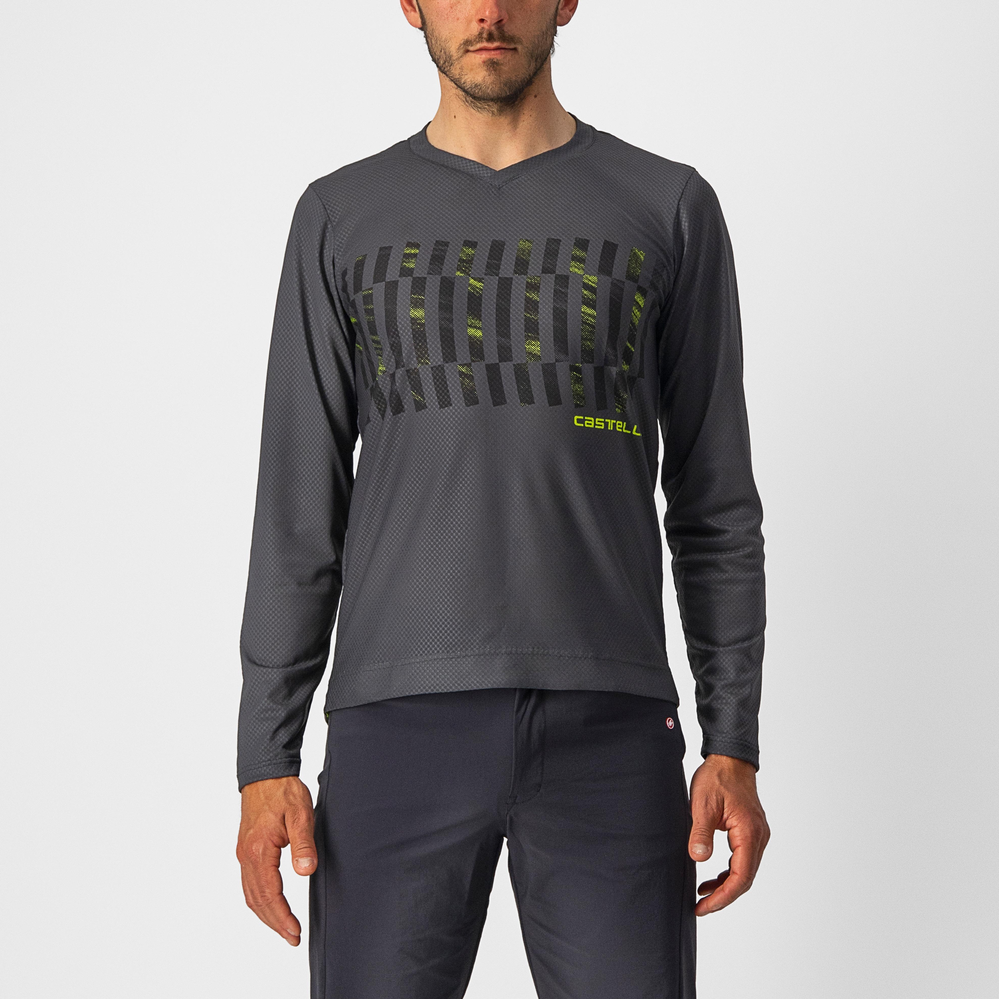 Trail tech longsleeve tee - dark gray/black-electric lime - castelli