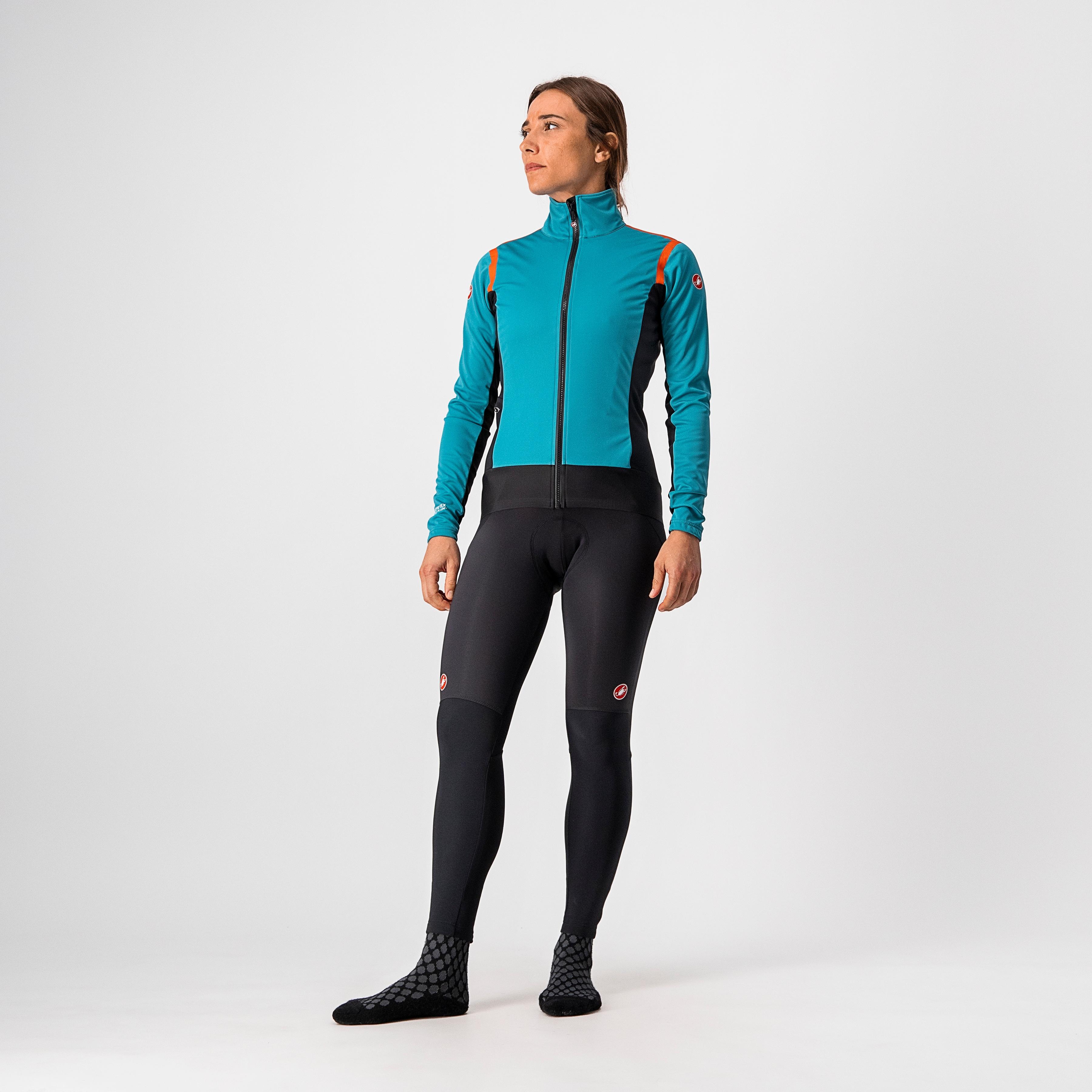 Alpha ros 2 w light jacket - teal blue/black-fiery red - castelli