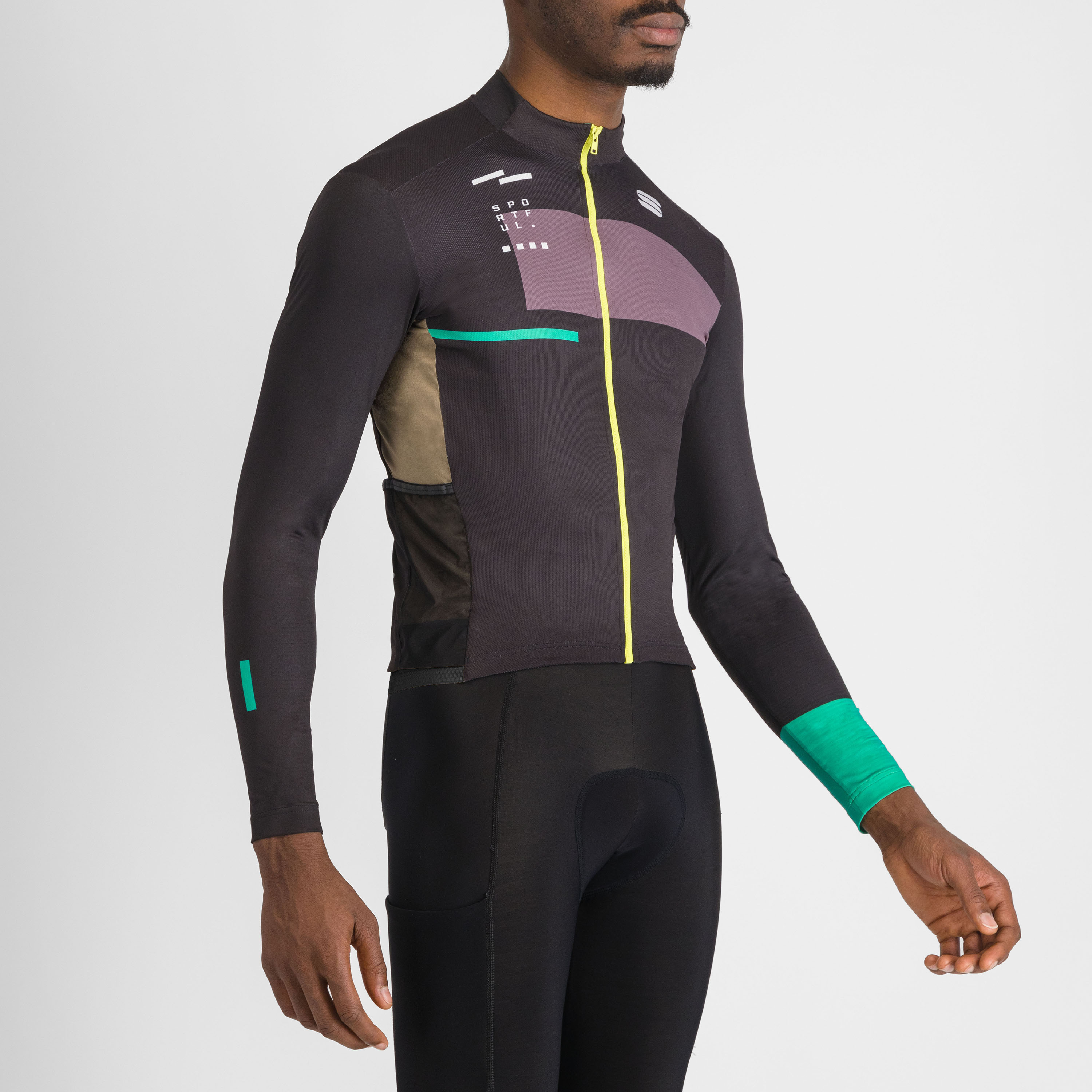 Breakout supergiara thermal jersey - black huckleberry olive green - sportful