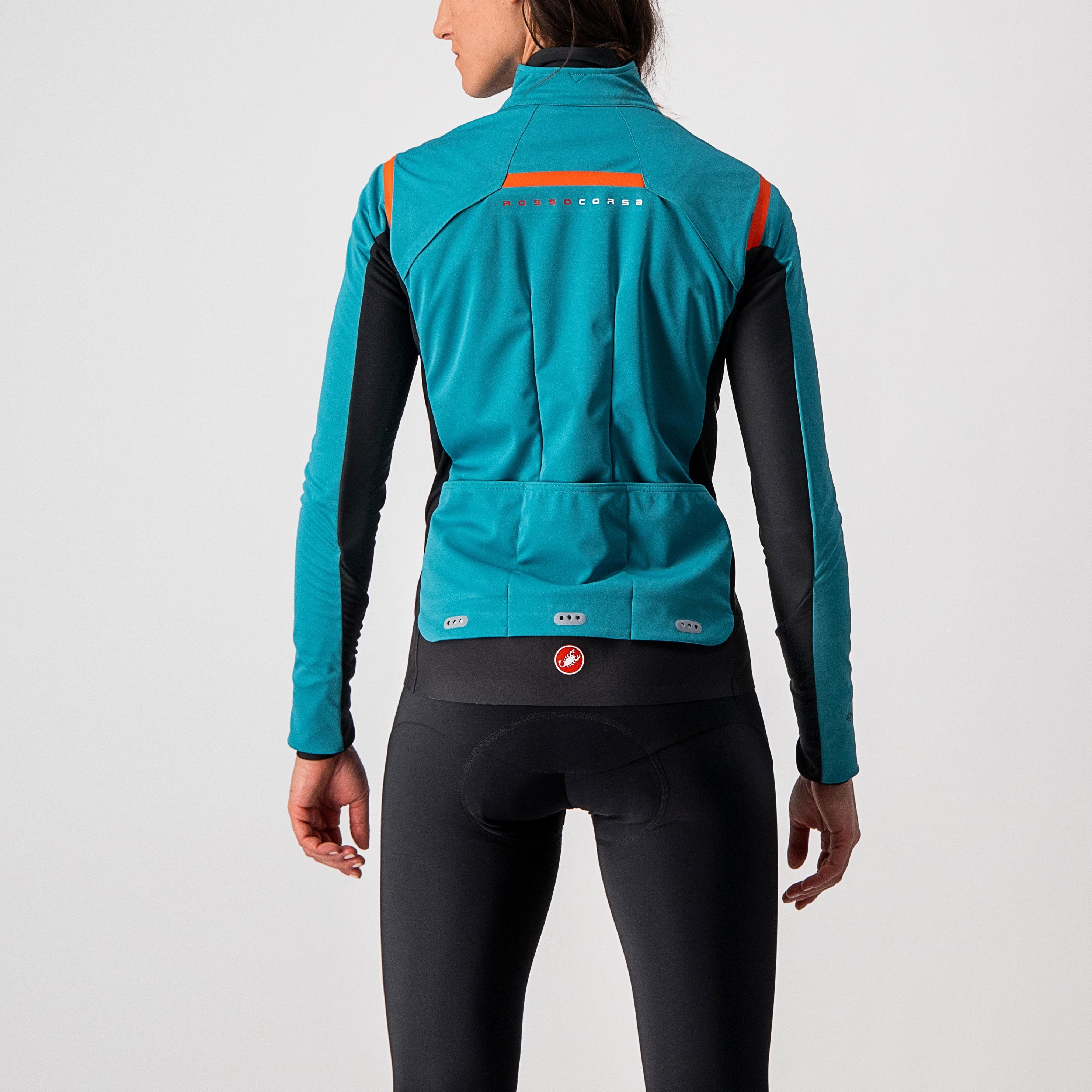 Alpha ros 2 w jacket - teal blue/fiery red-sky blue - castelli