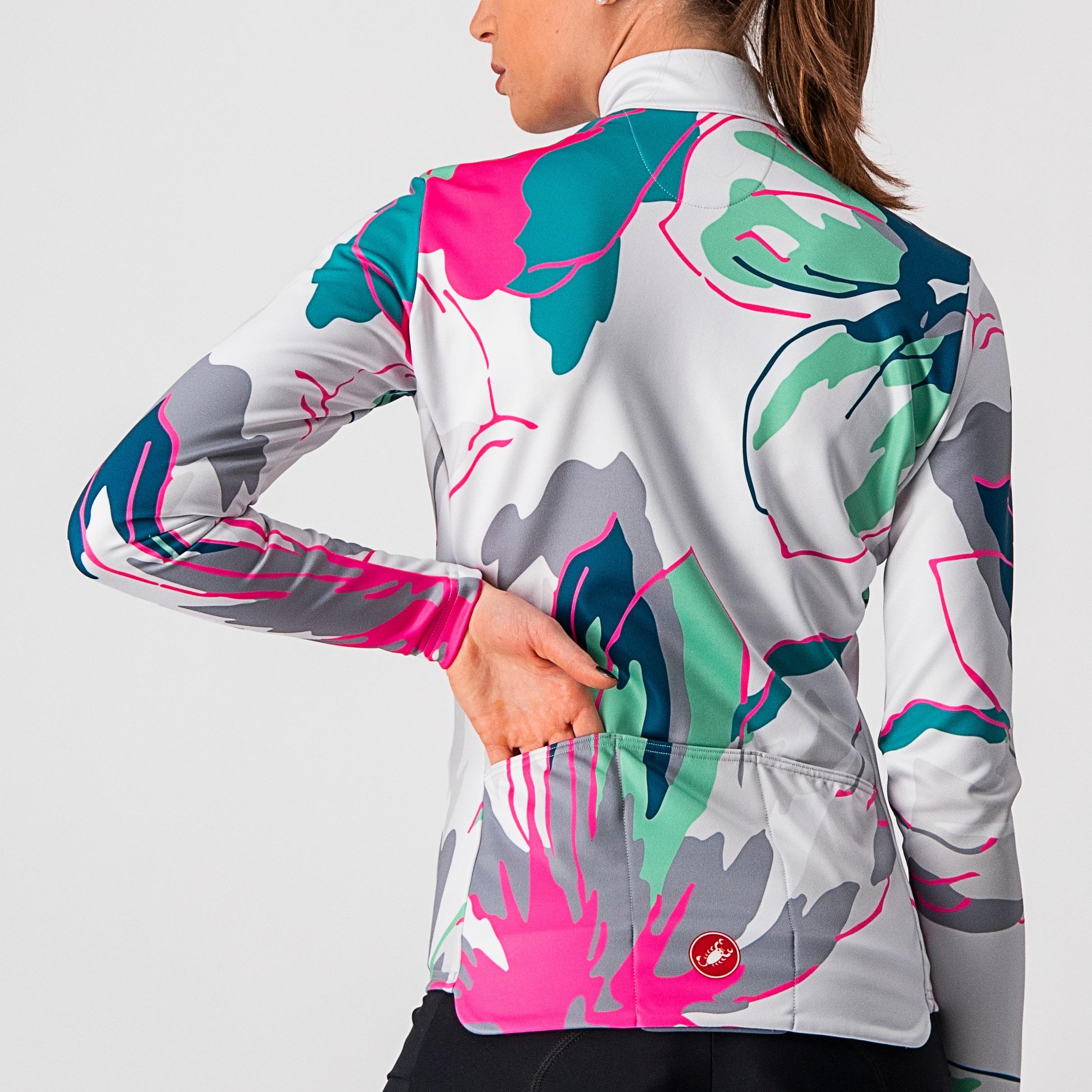 Unlimited w thermal jersey - silver gray/tealblue-flowers - castelli