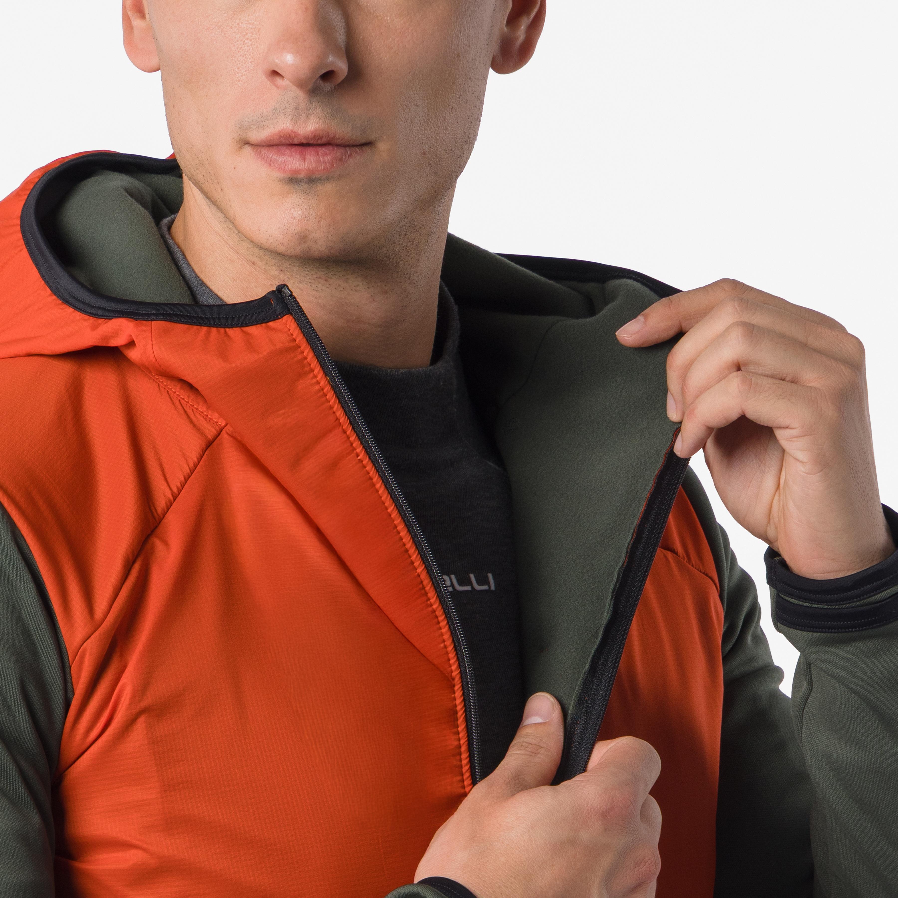 Unltd roam hoodie - military green/burnt orange - castelli