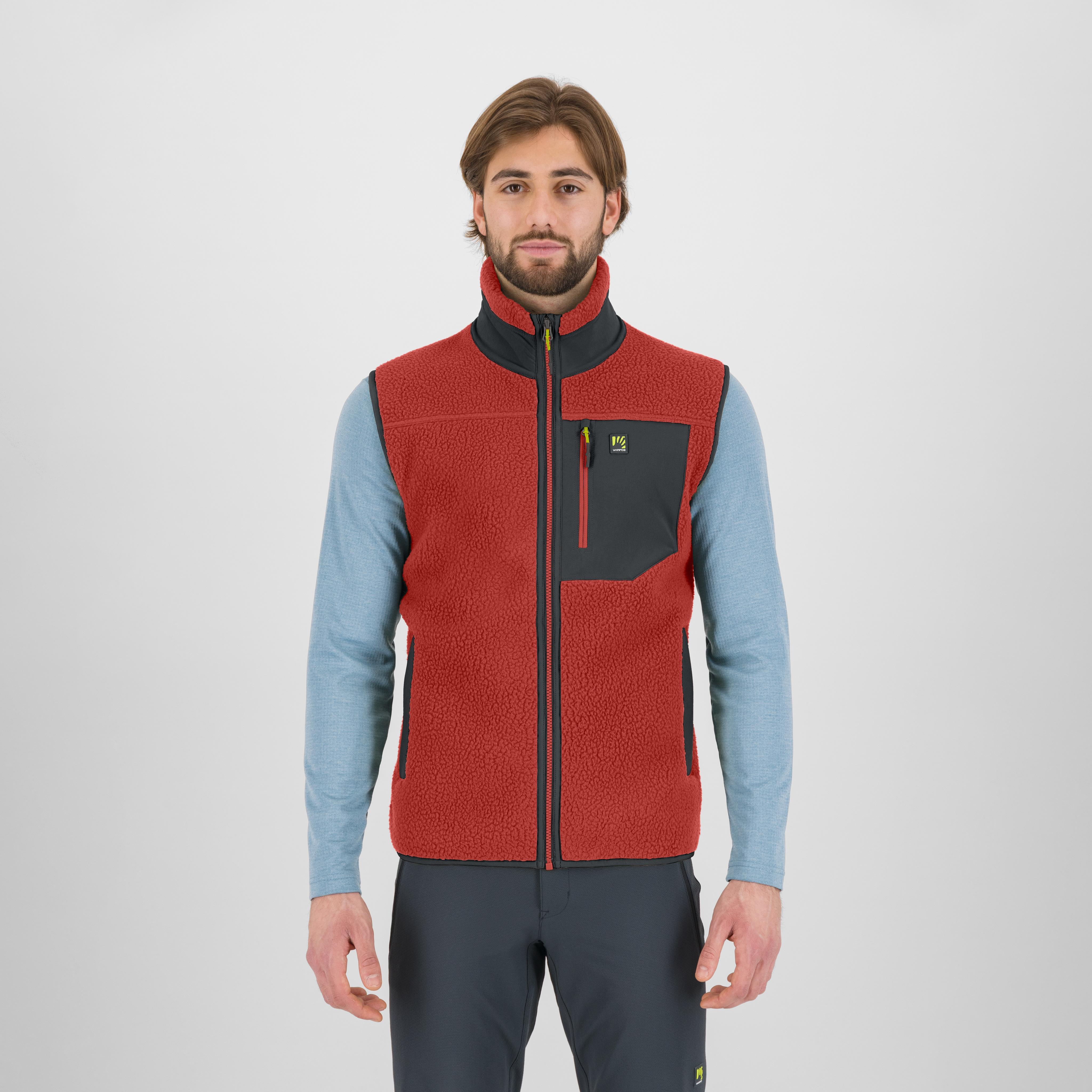 Moiazza retrò fleece vest - fire/woodl.gray - karpos