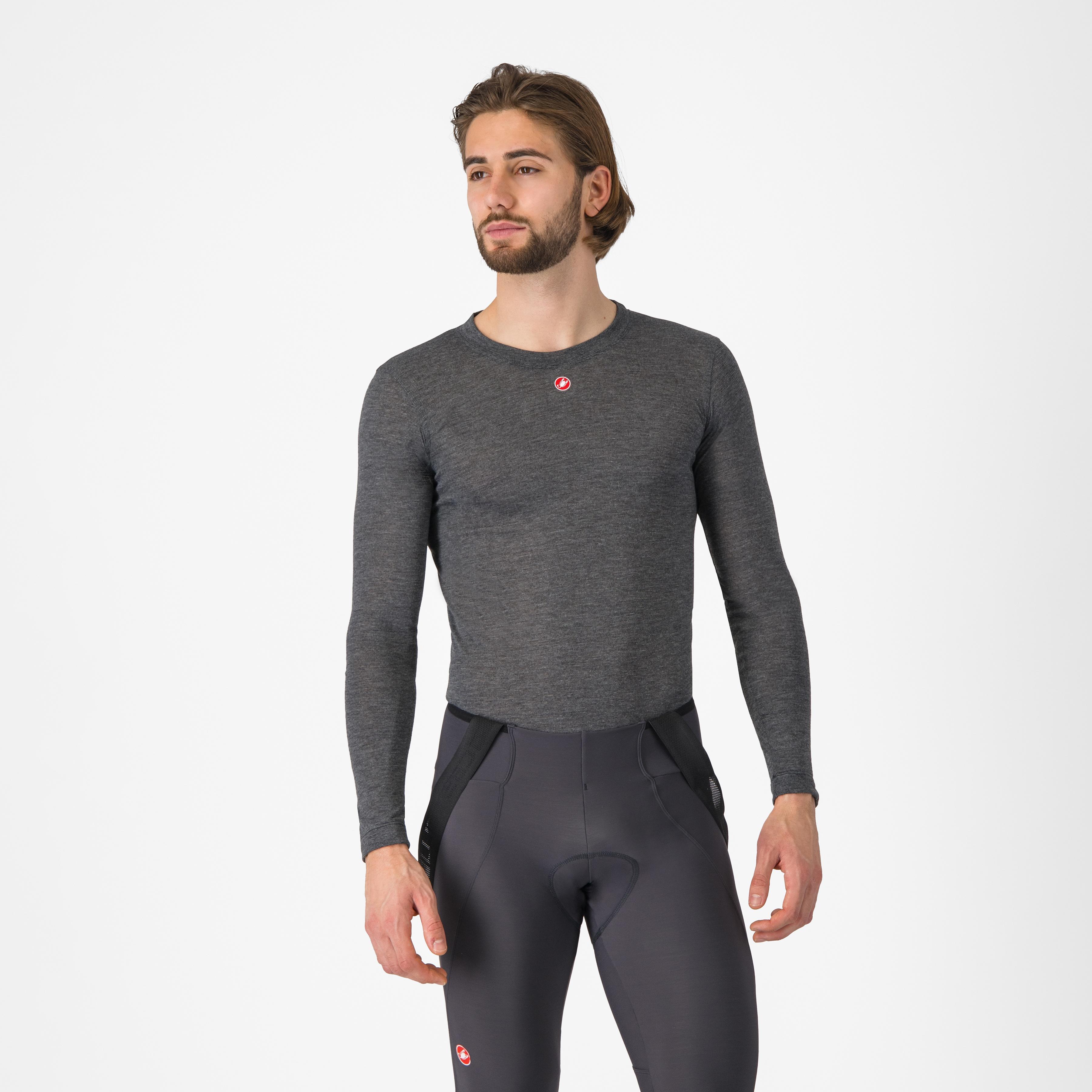 Medio base layer ls - melange gray - castelli