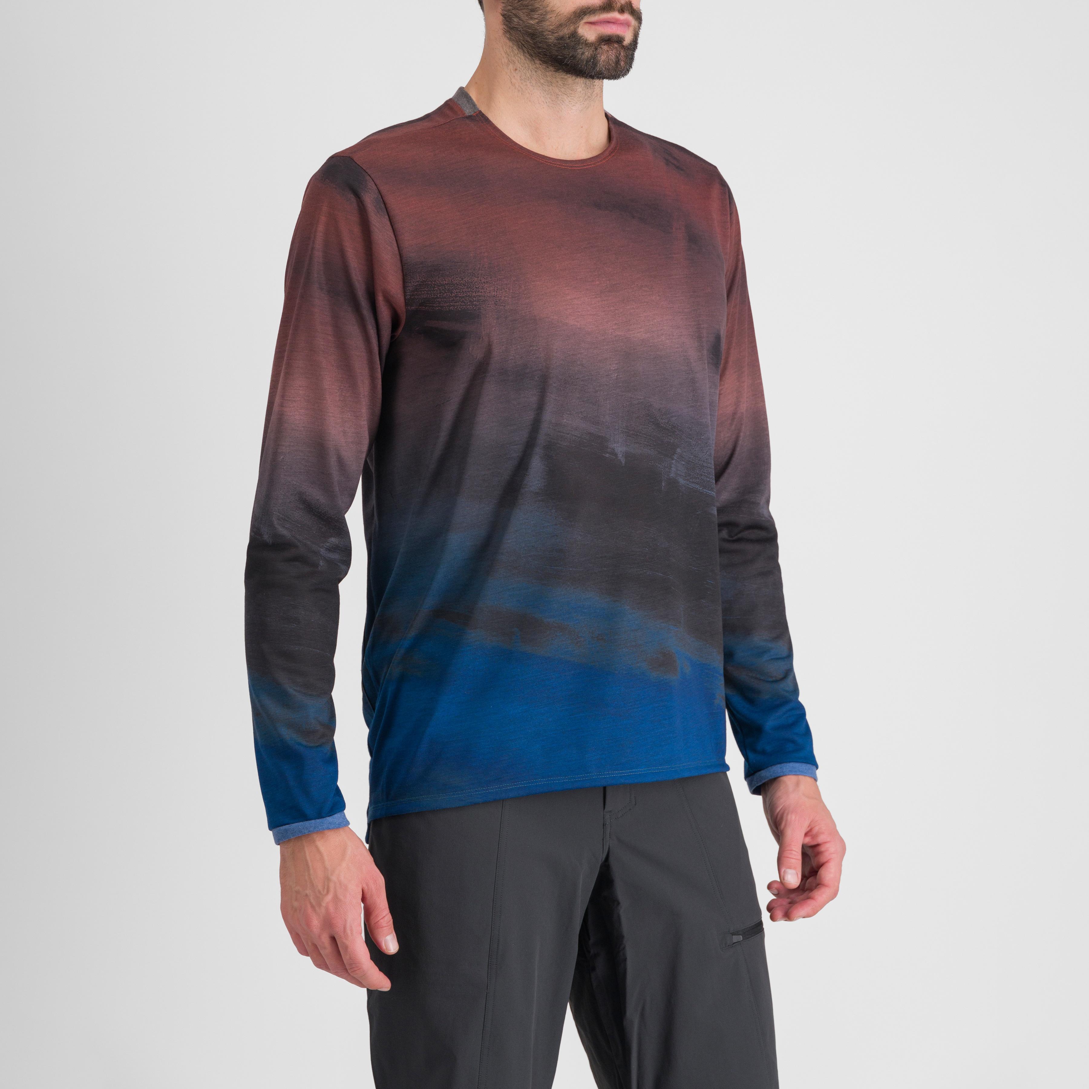 Flow giara tee long sleeve - berry blue/cayenna red - sportful