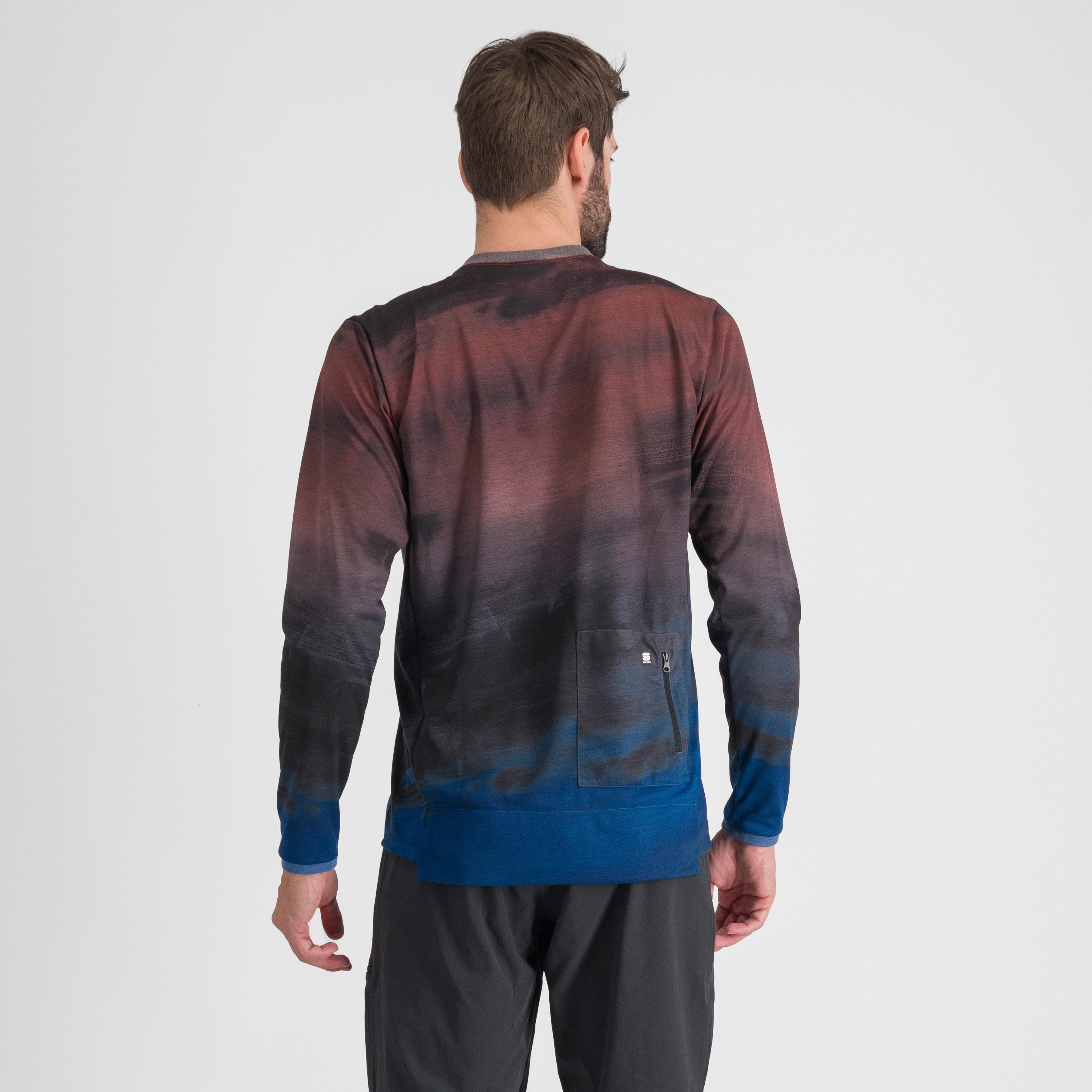 Flow giara tee long sleeve - berry blue/cayenna red - sportful