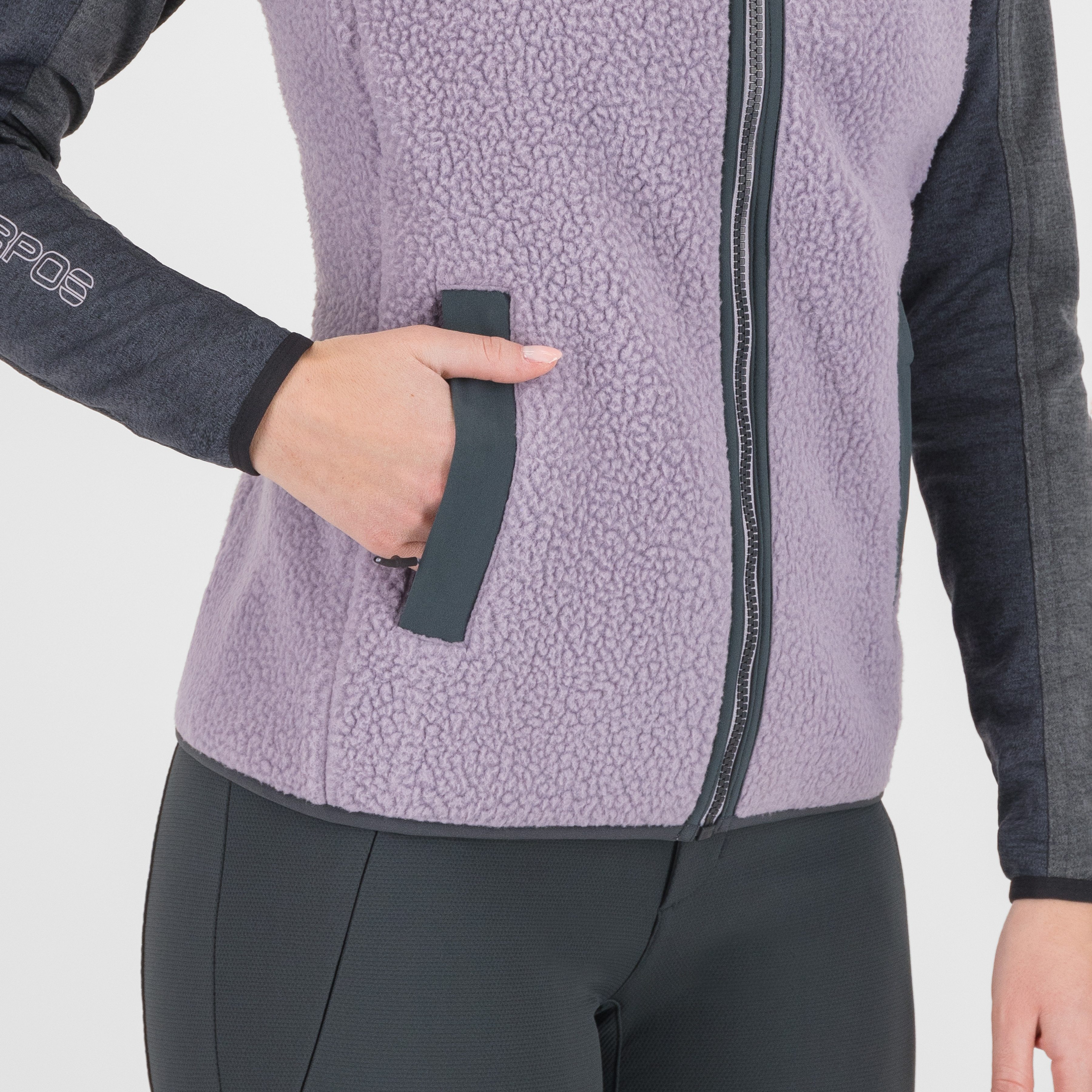 Moiazza retro hoodie w vest - lavender/woodl.gray - karpos