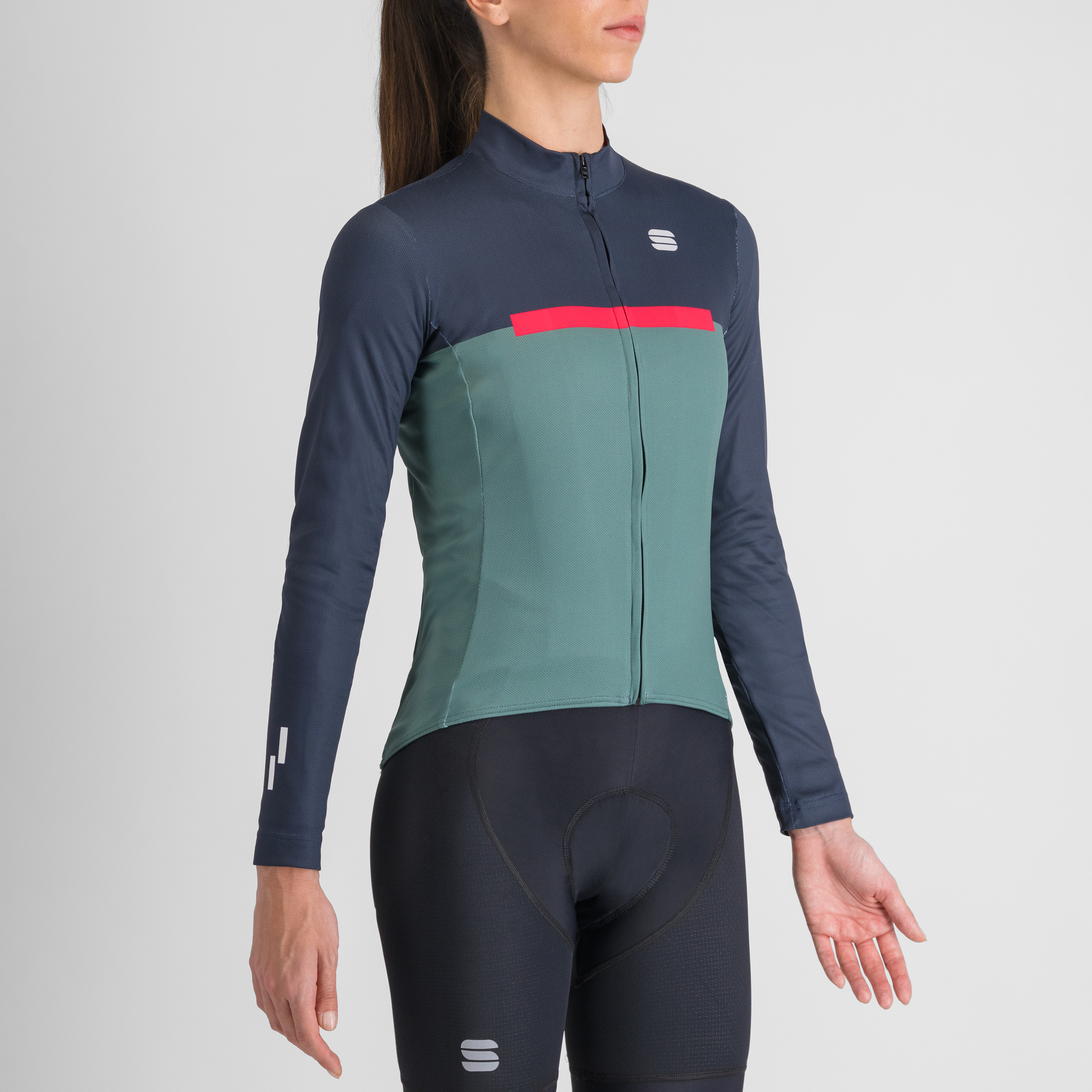 Pista w thermal jersey - shrub green blue pink - sportful