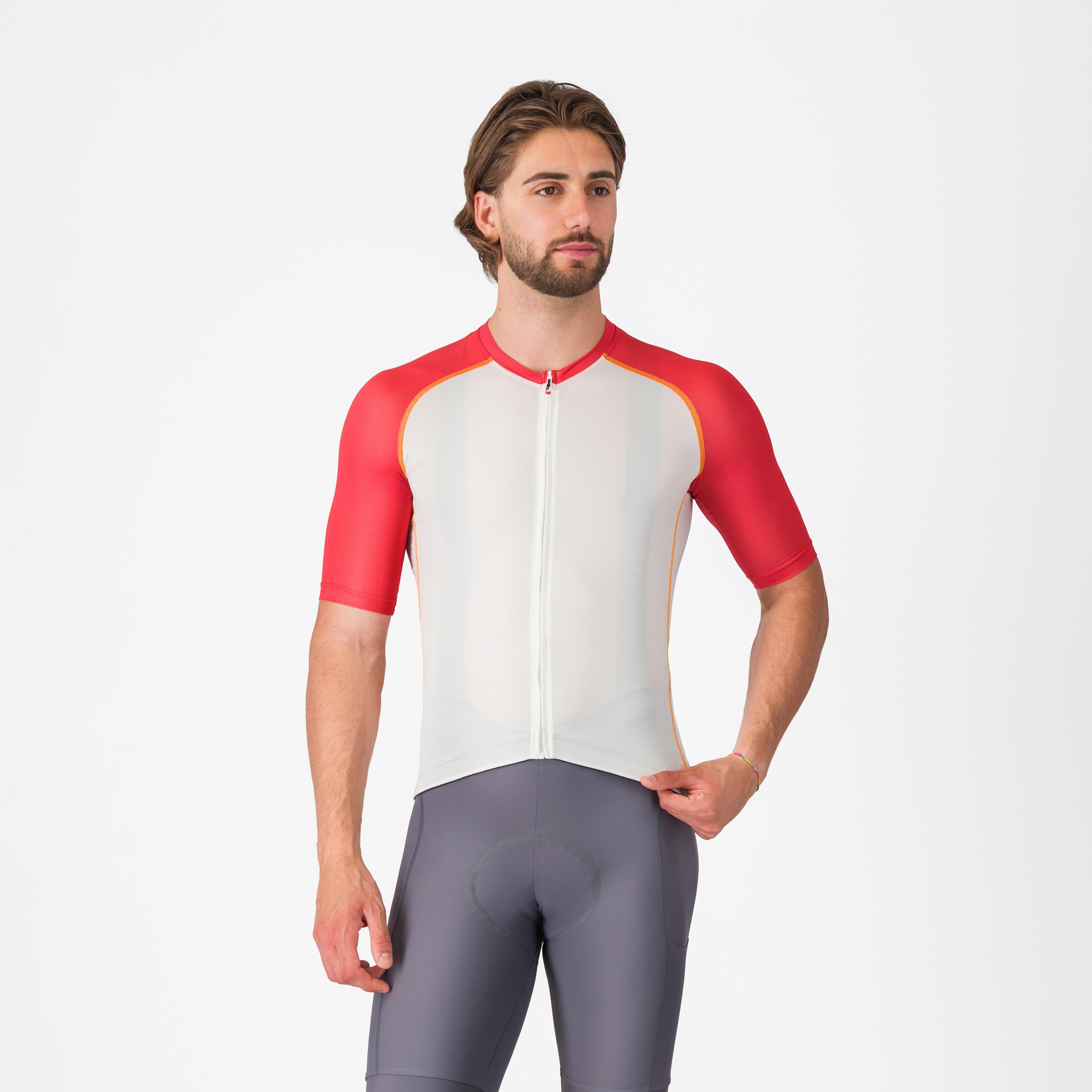 Unlimited endurance 3 jersey - ivory/rich red-vivid orange - castelli