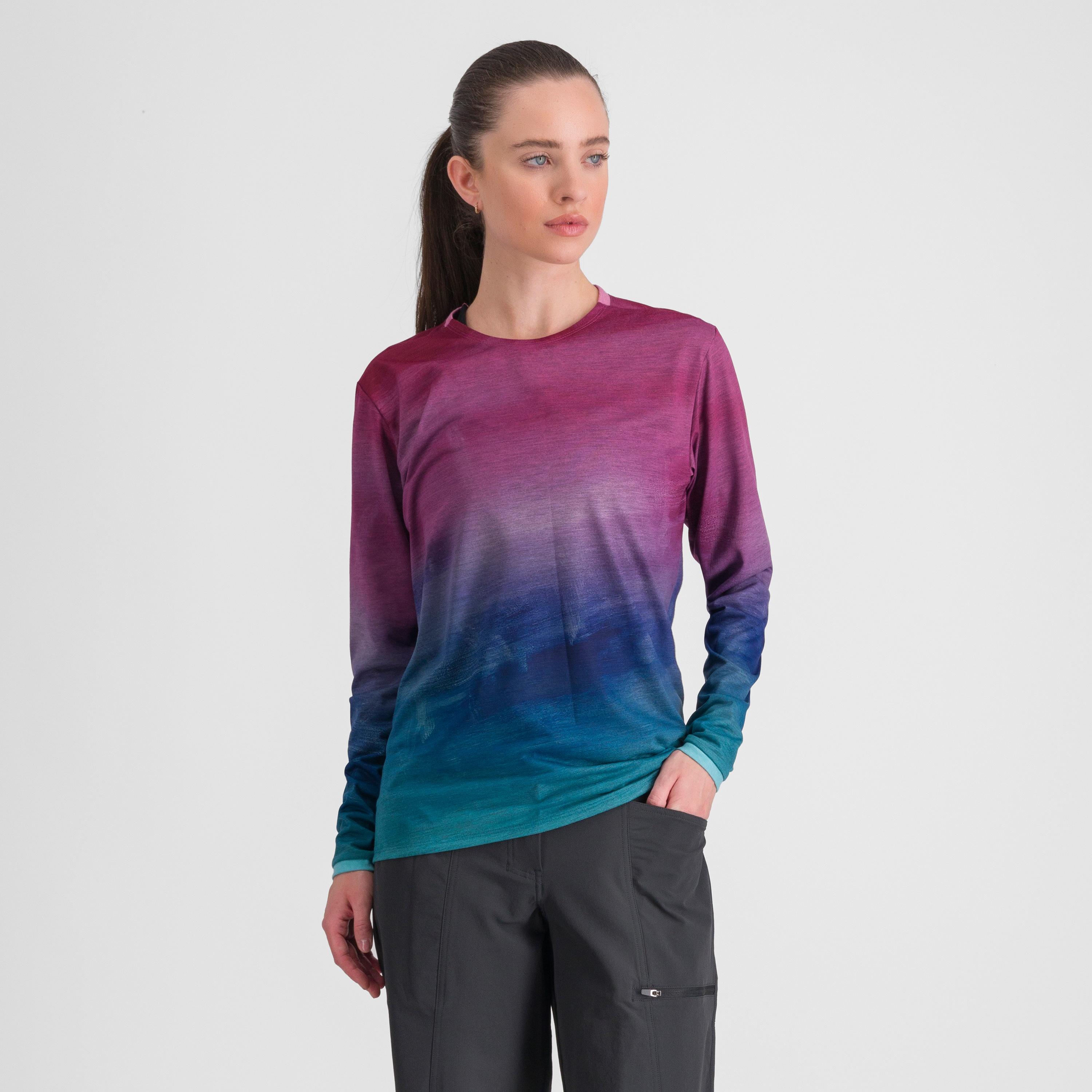 Flow giara w tee long sleeve - berry blue pink - sportful