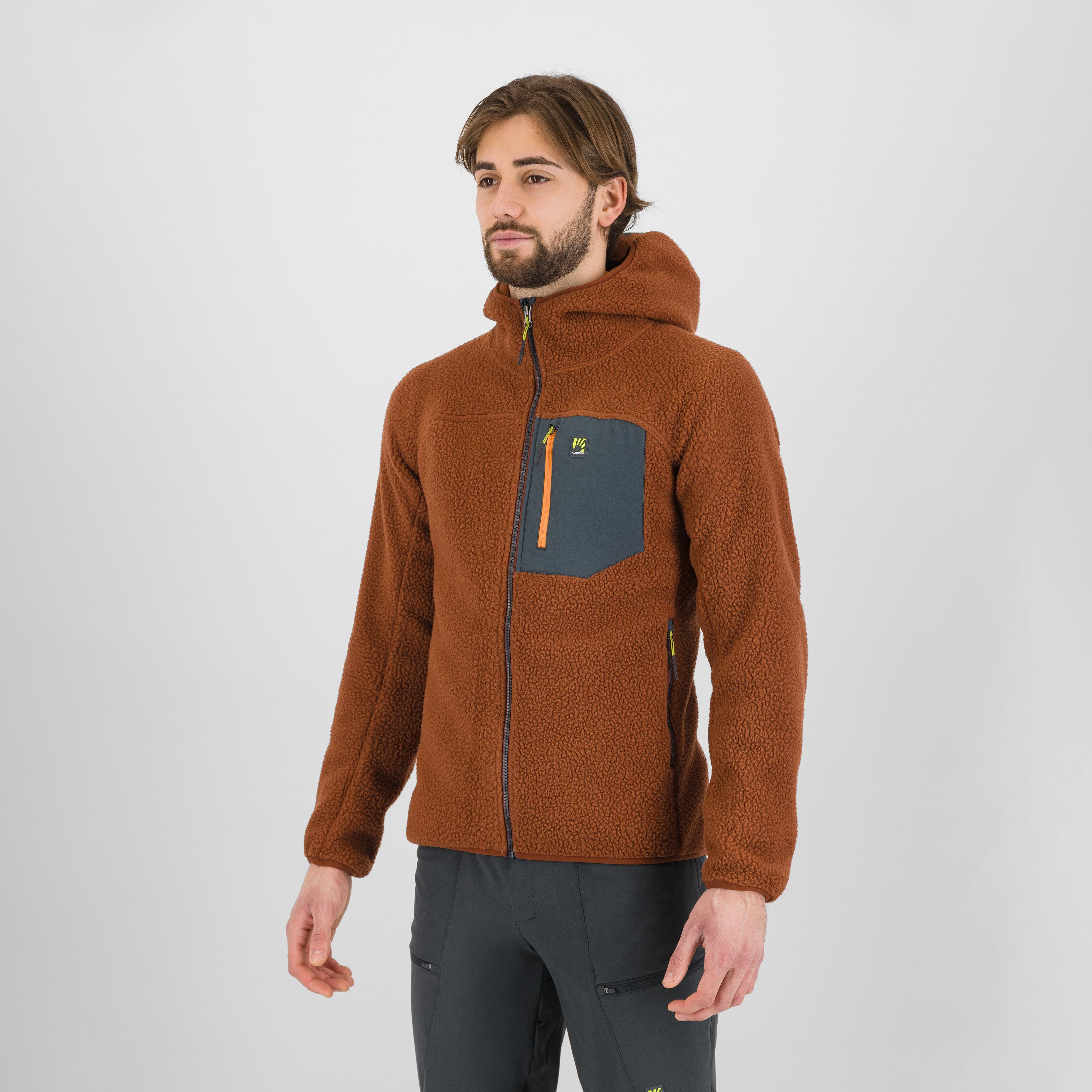 Moiazza retrò hoodie fleece - mahogany/woodl.gray - karpos