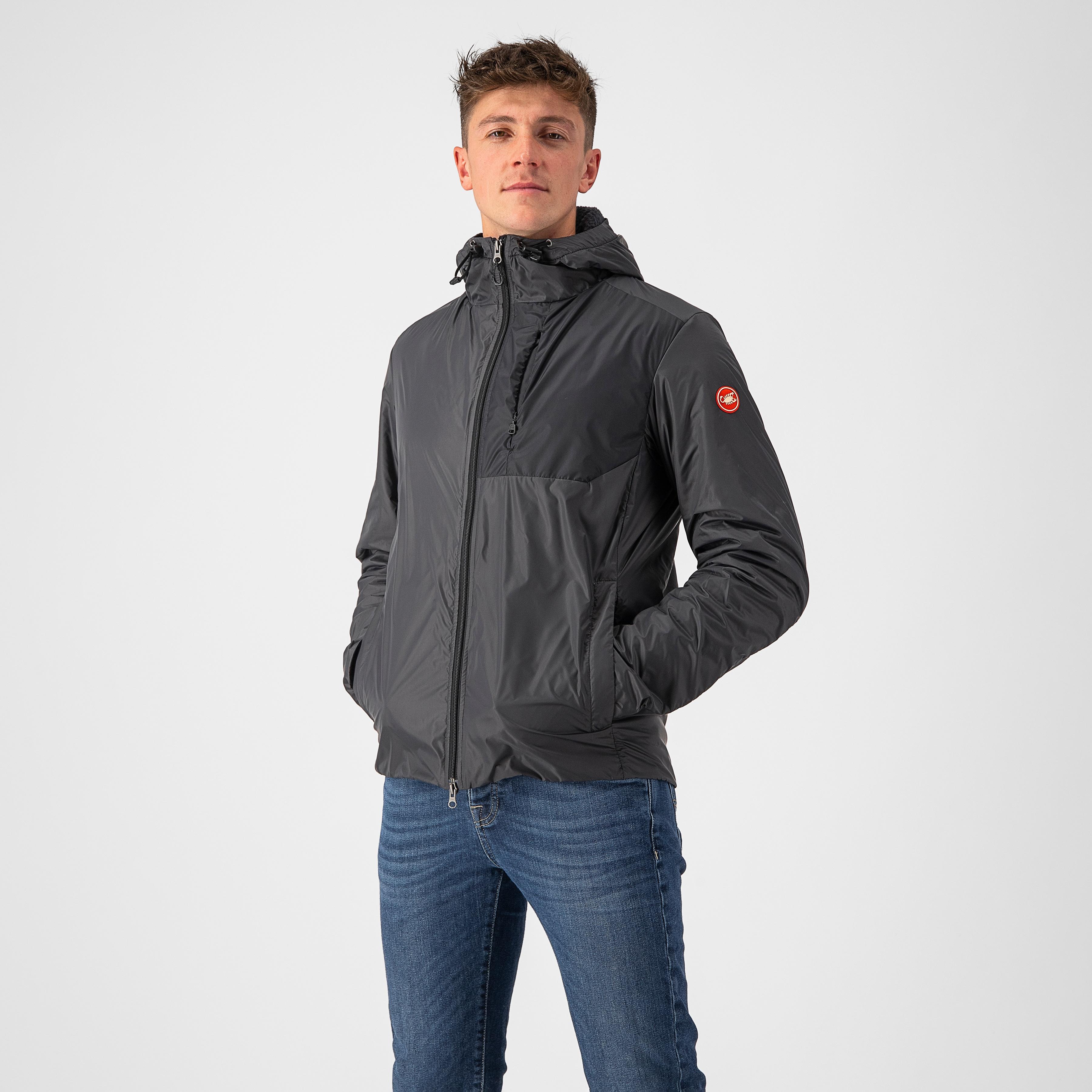 Riscalda puffy jacket - dark gray/ electric lime - castelli