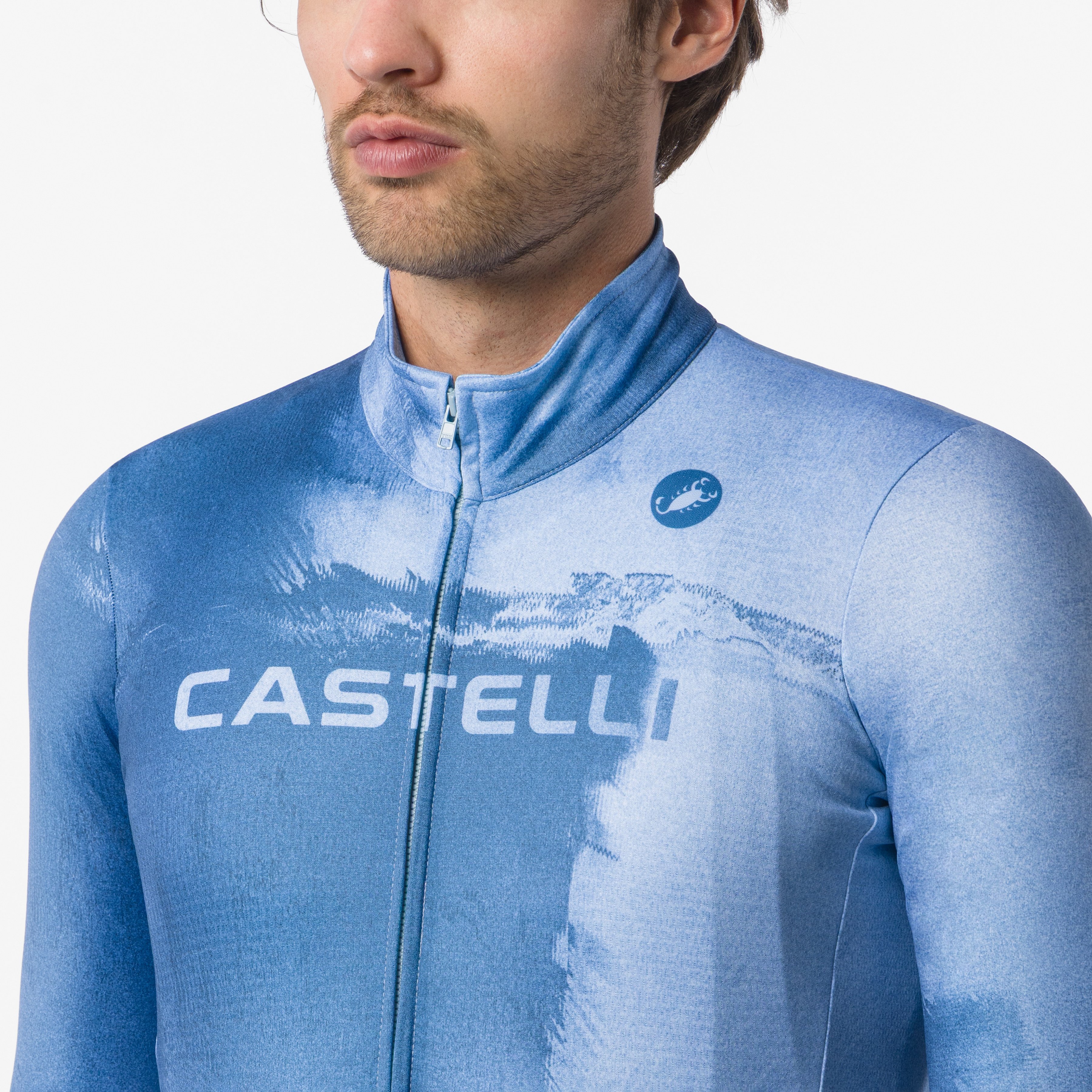 Nebula thermal ls jersey - metallic blue/steel fade - castelli