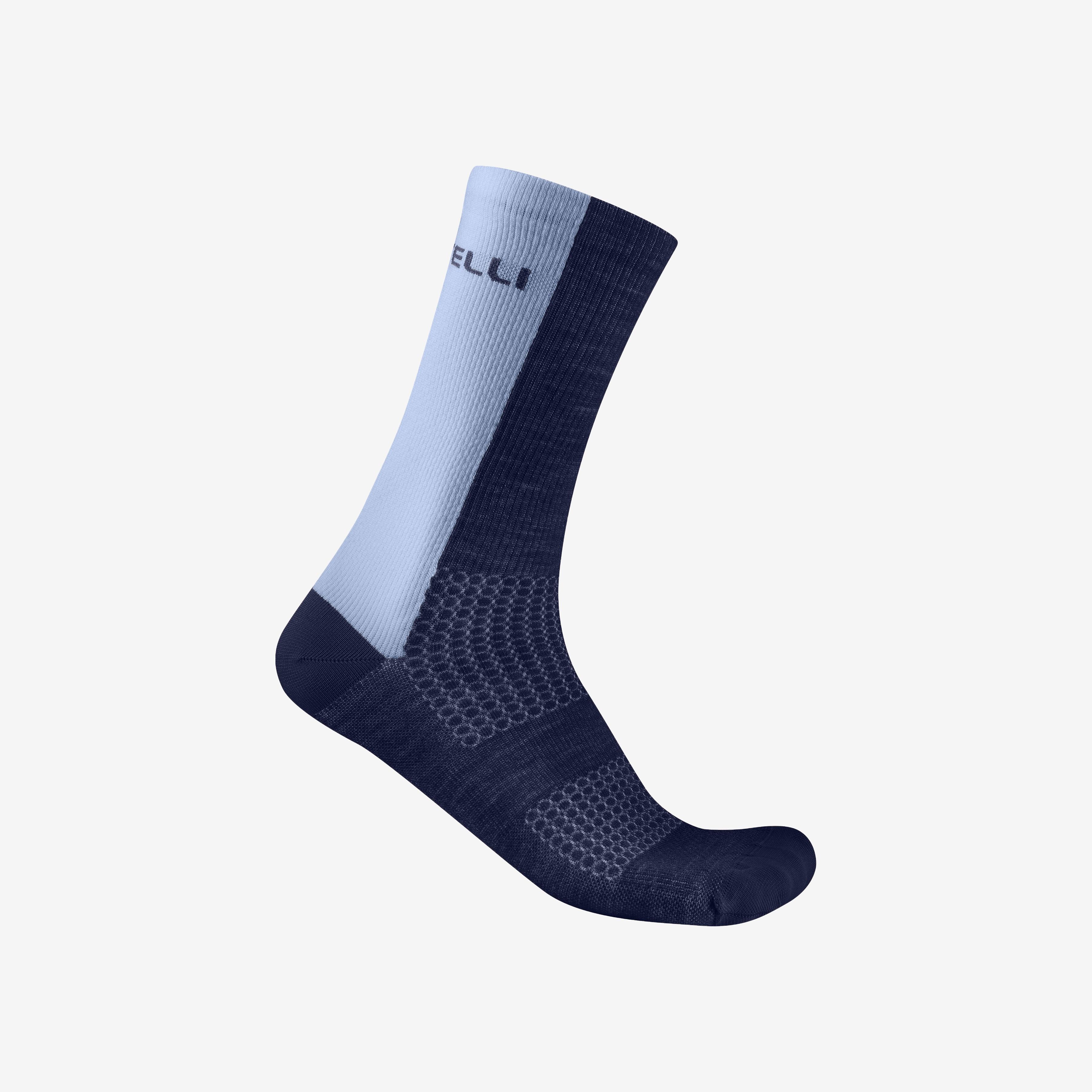 Castelli logo 18 merino sock - belgian blue/steel fade - castelli
