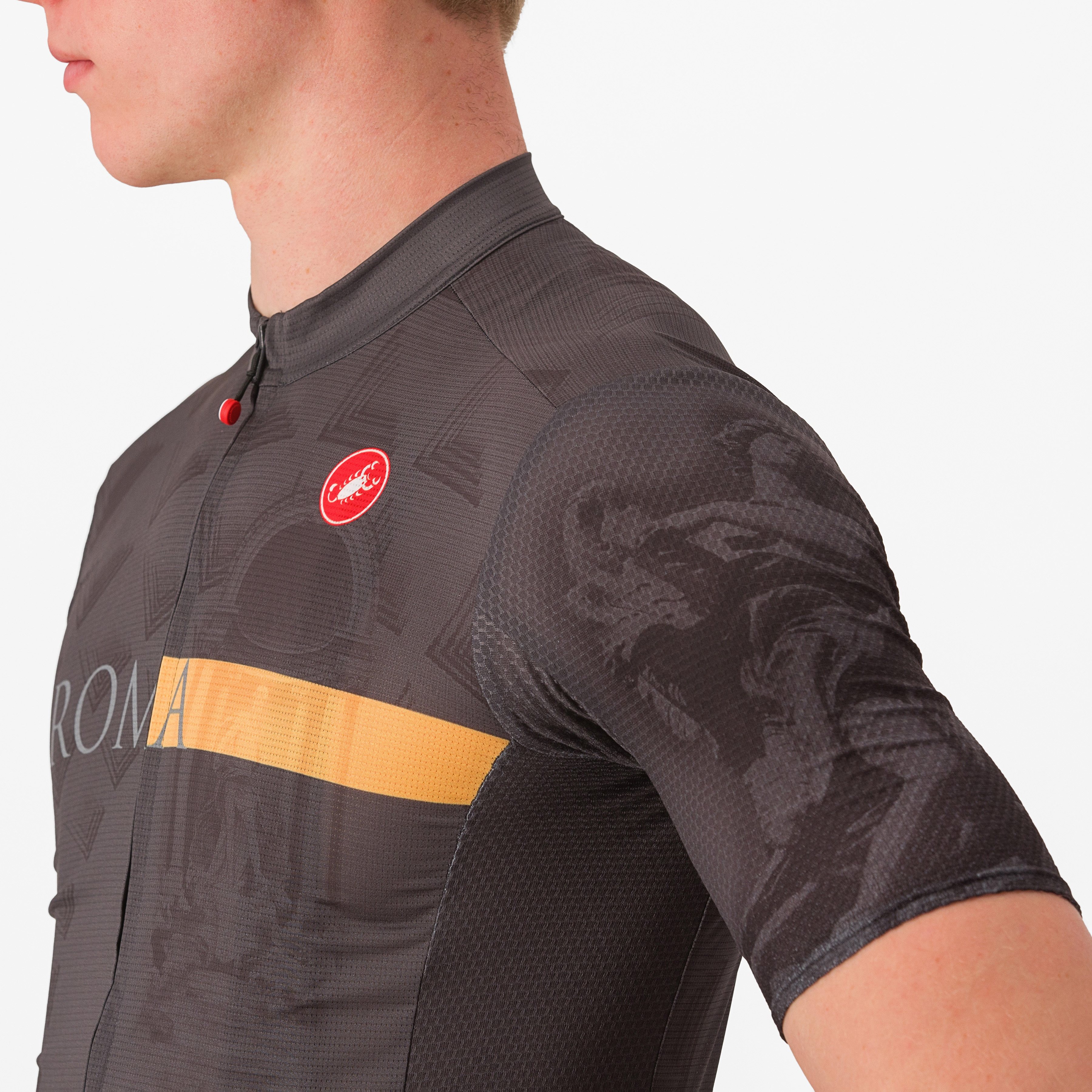 #giro roma jersey - antracite/dark gray/giallo - castelli