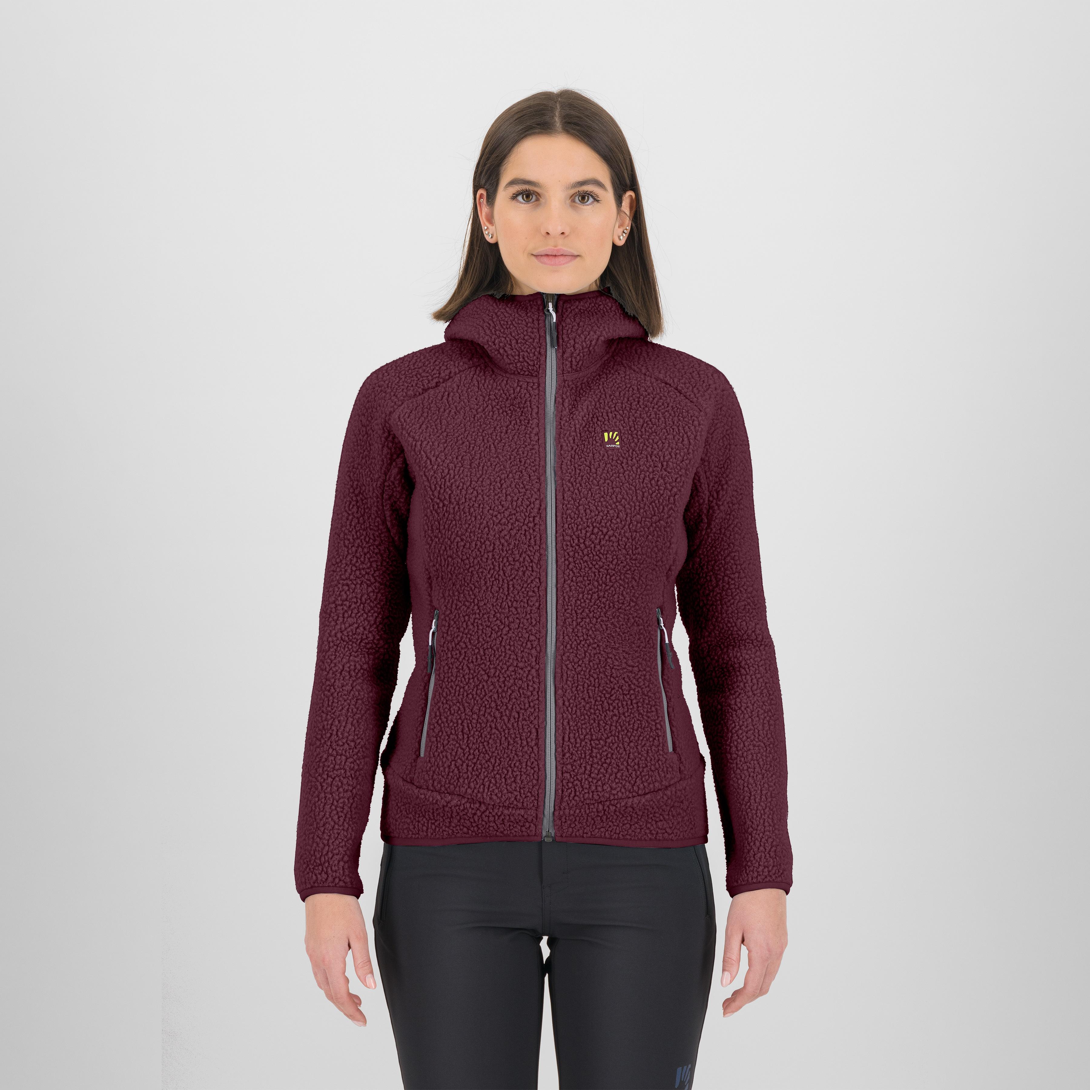 Moiazza retrò hoodie w fleece - crimson - karpos