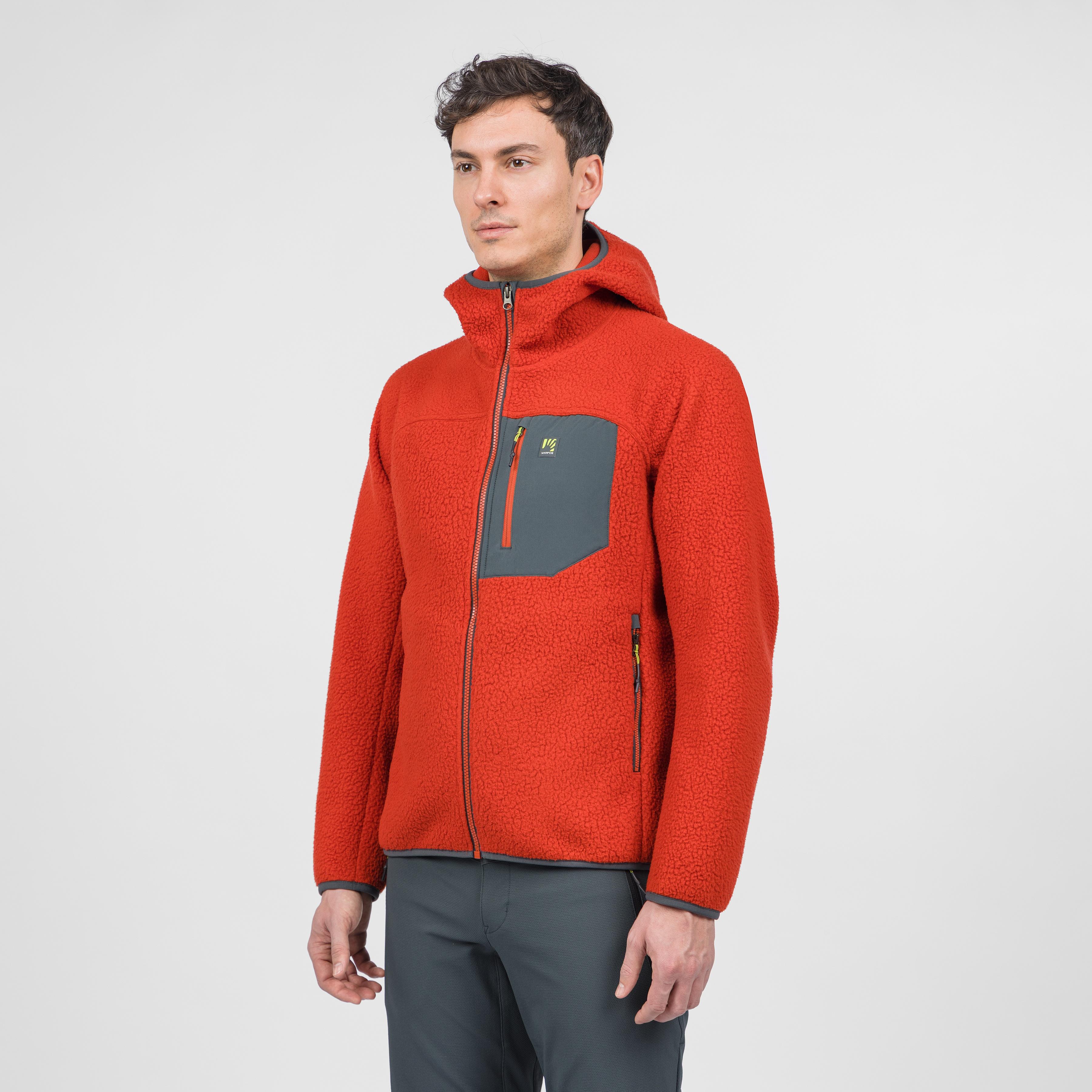 Moiazza retrò hoodie fleece - fire/woodl.gray - karpos