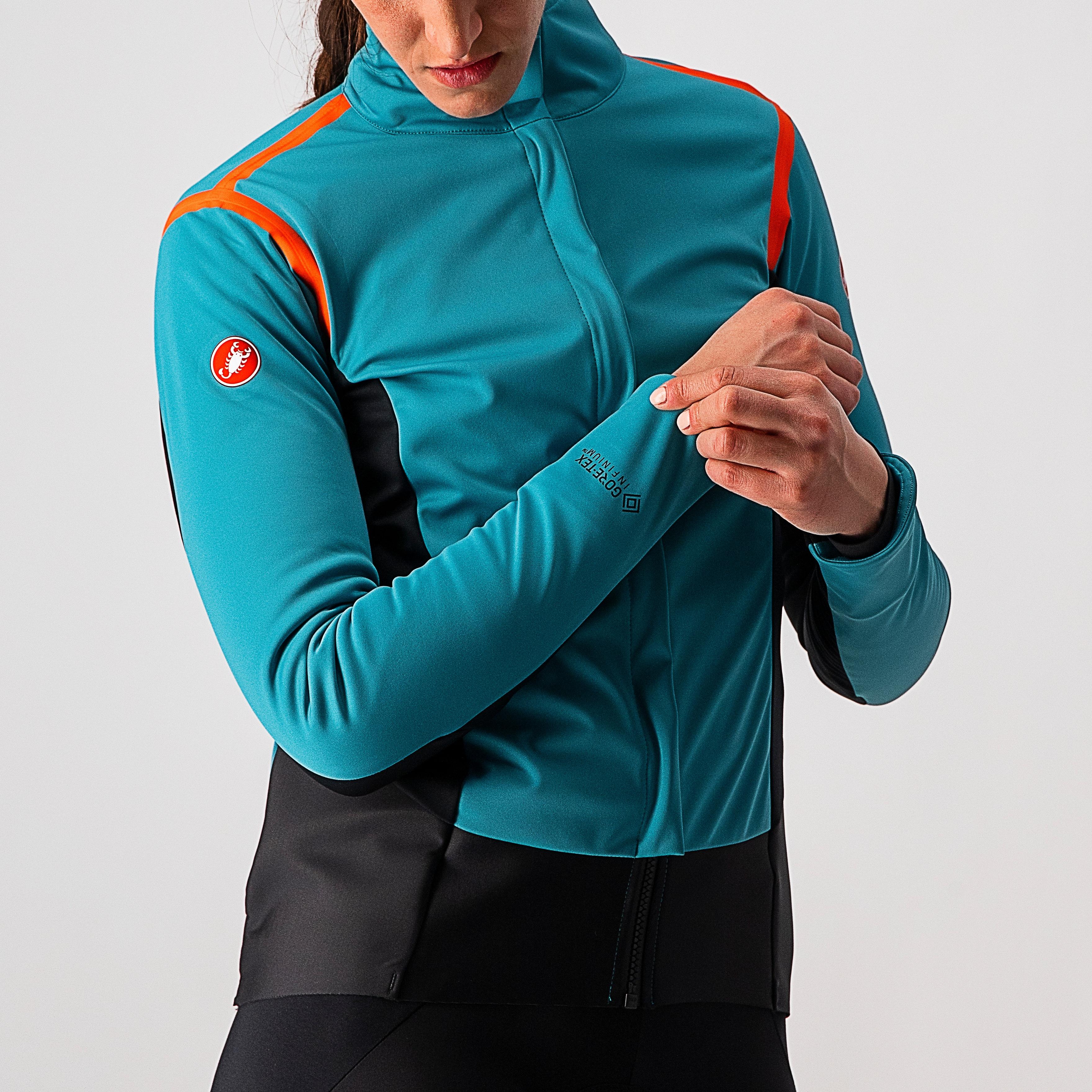Alpha ros 2 w jacket - teal blue/fiery red-sky blue - castelli