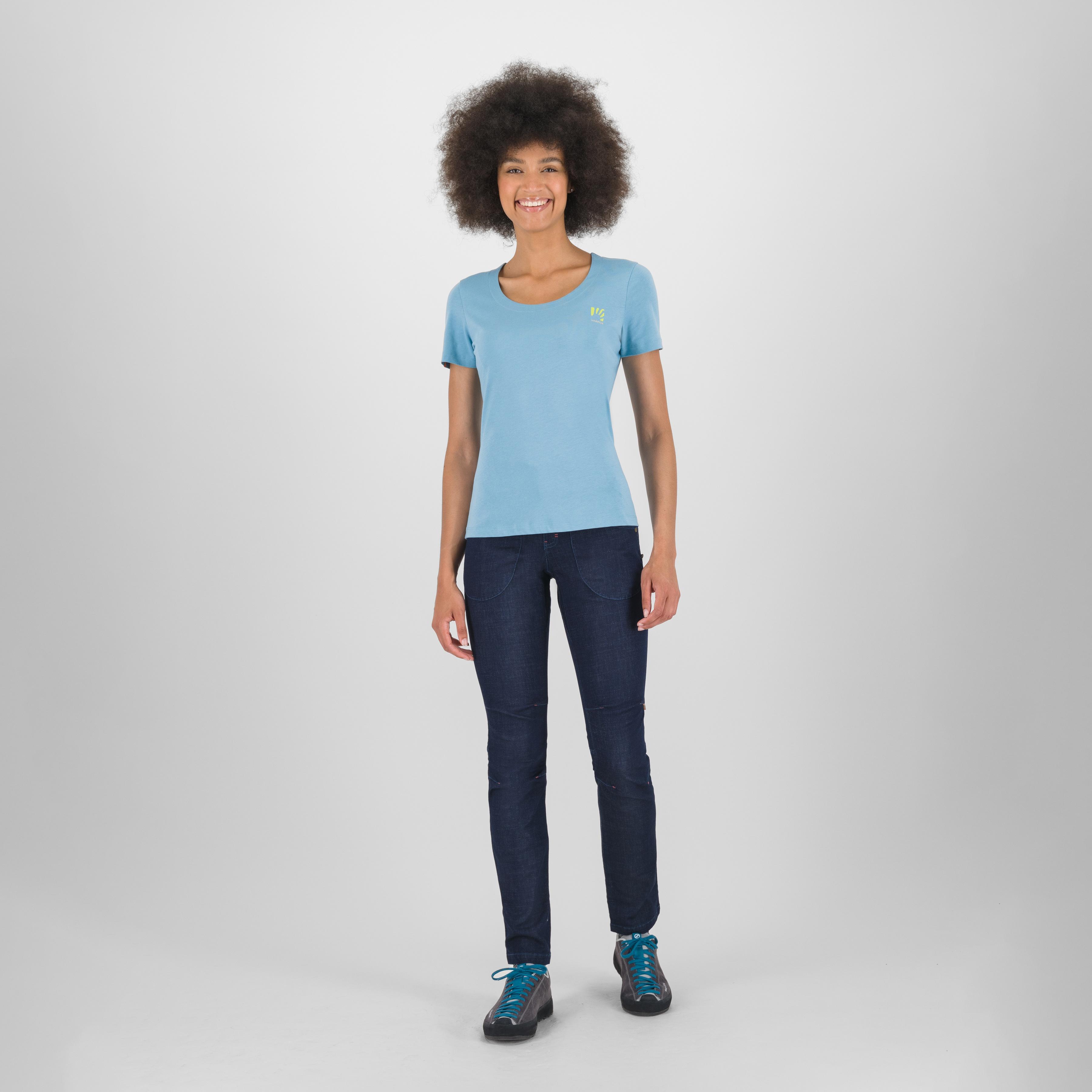 Loma cotton w t-shirt - delphinium / logo print - karpos